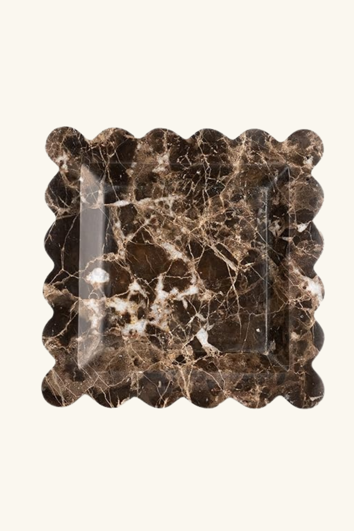Scallop Marble Display Plate Large - Spanish Brown