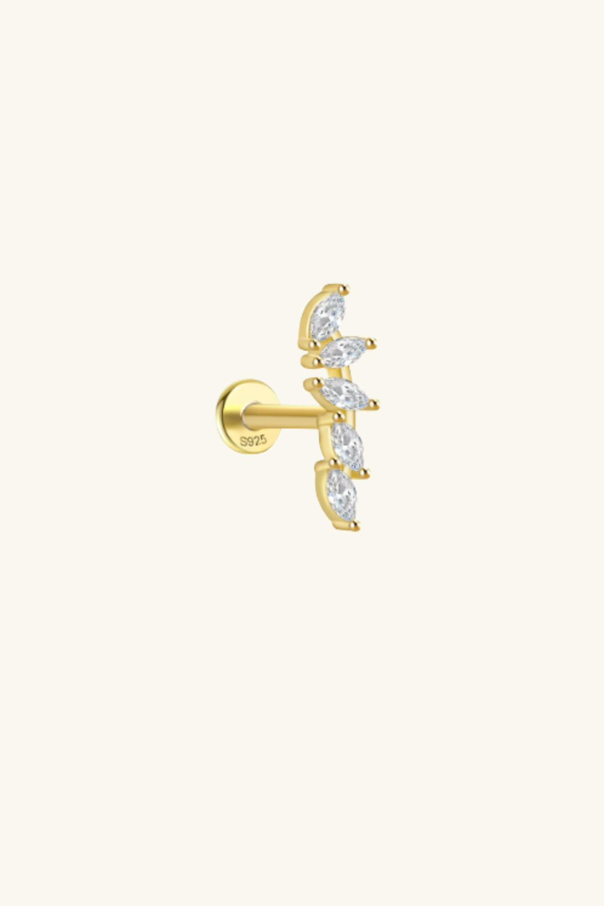 Siren 18k Gold Plated Single Helix Stud Earring