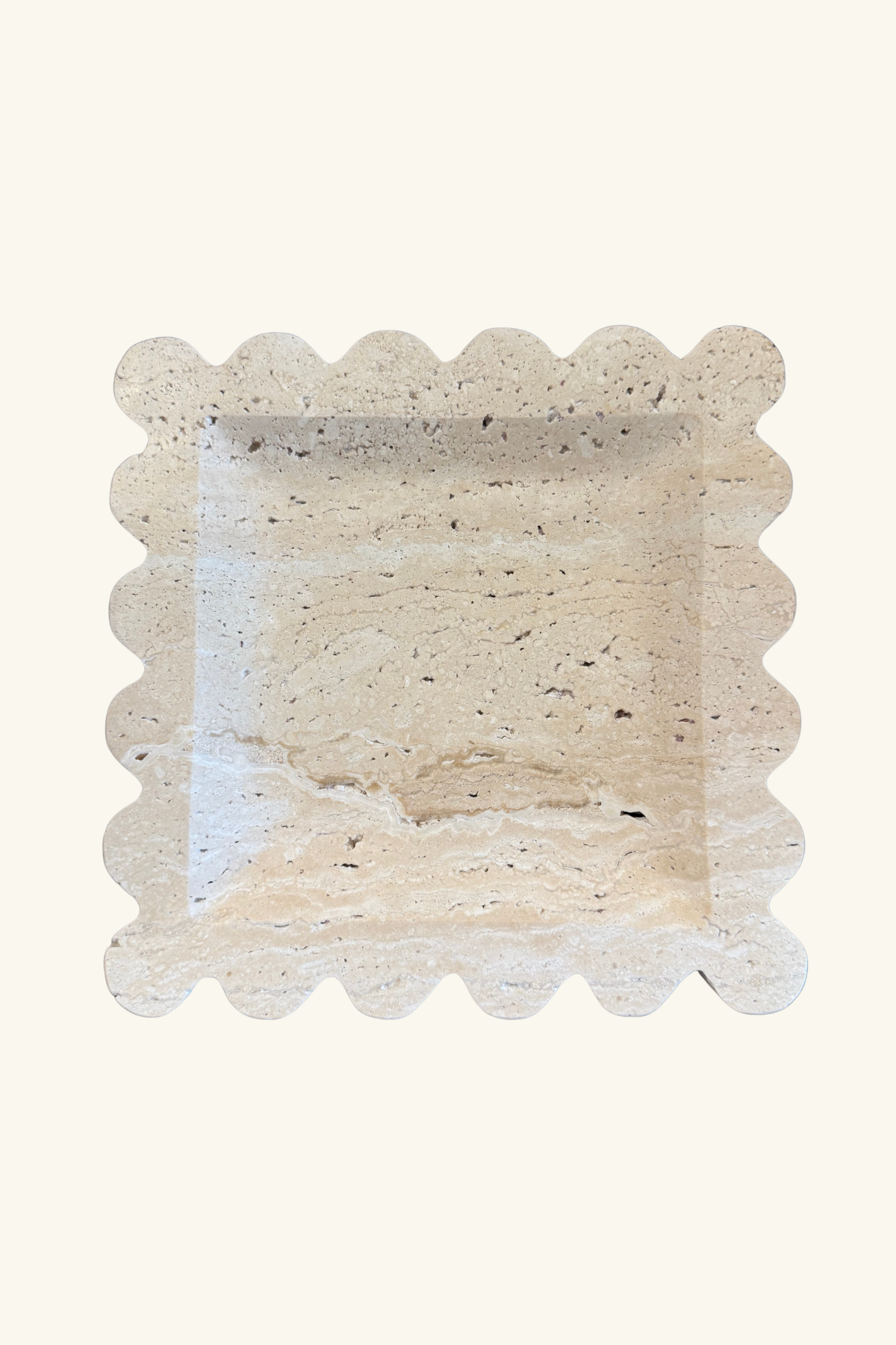 Scallop Travertine Display Plate Large - Beige Travertine
