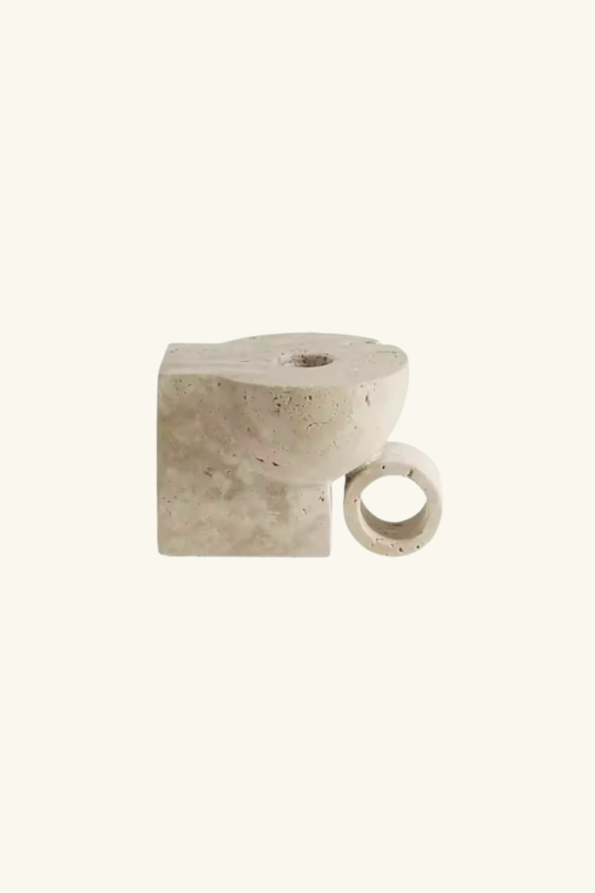 Travertine Candle Holder - Beige Travertine