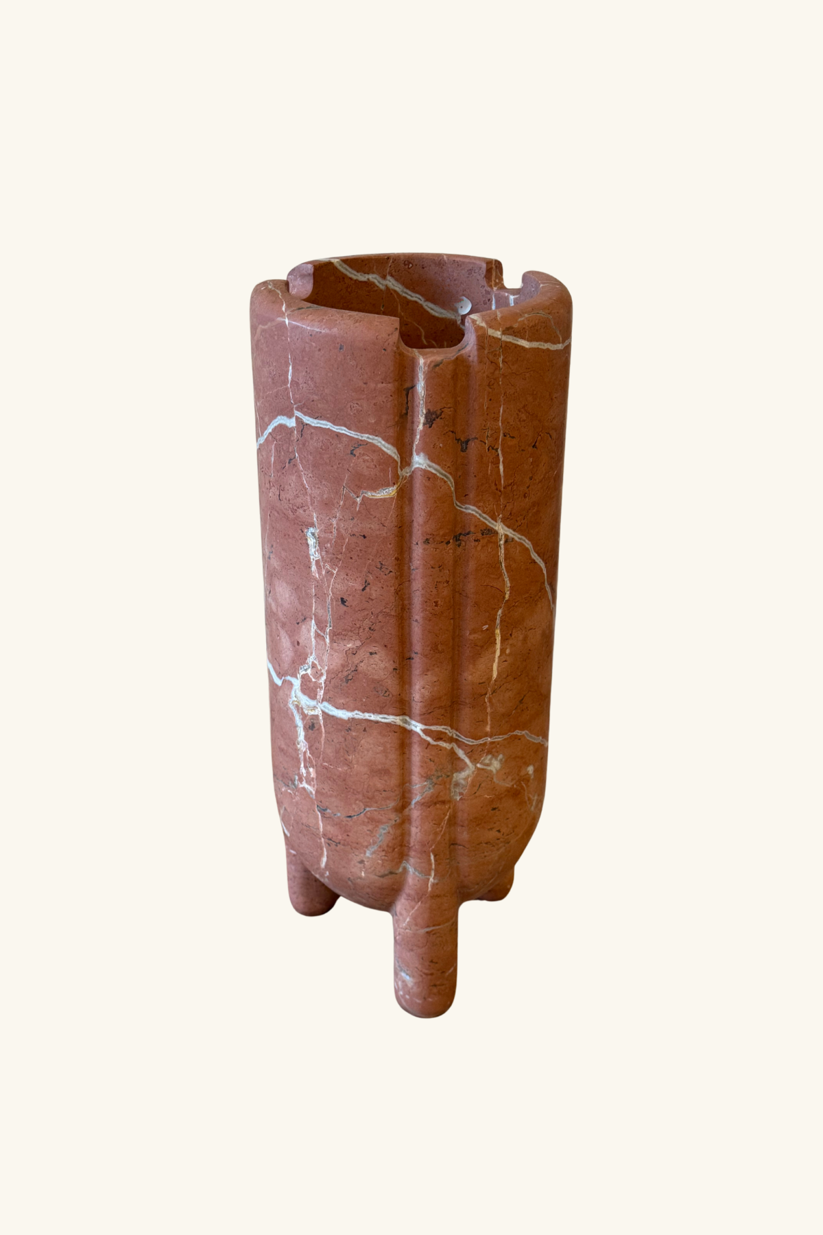 Solid Marble Vase Large - Rosso Alicante