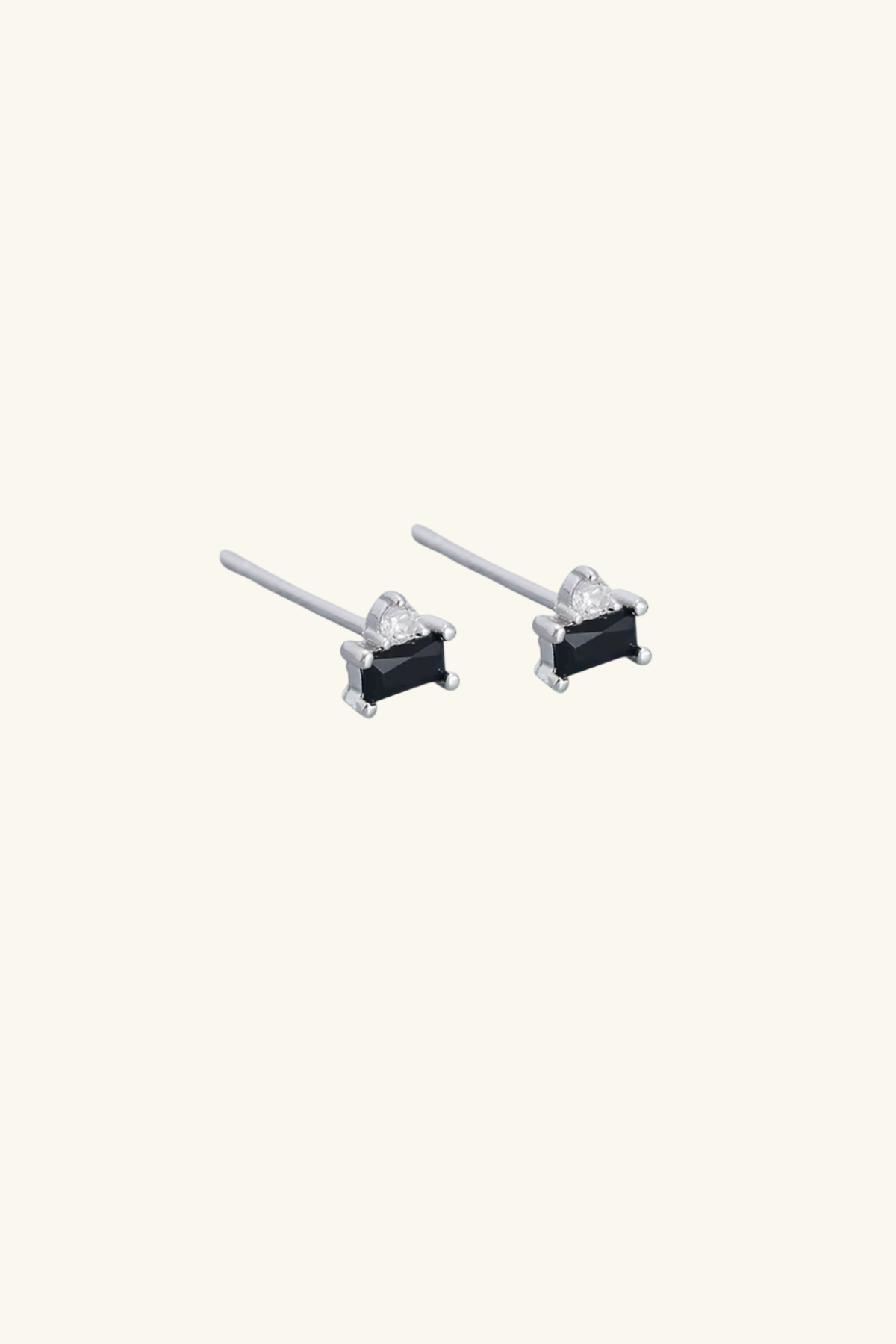 Celine S925 Sterling Silver Plated Stud Earrings - Onyx