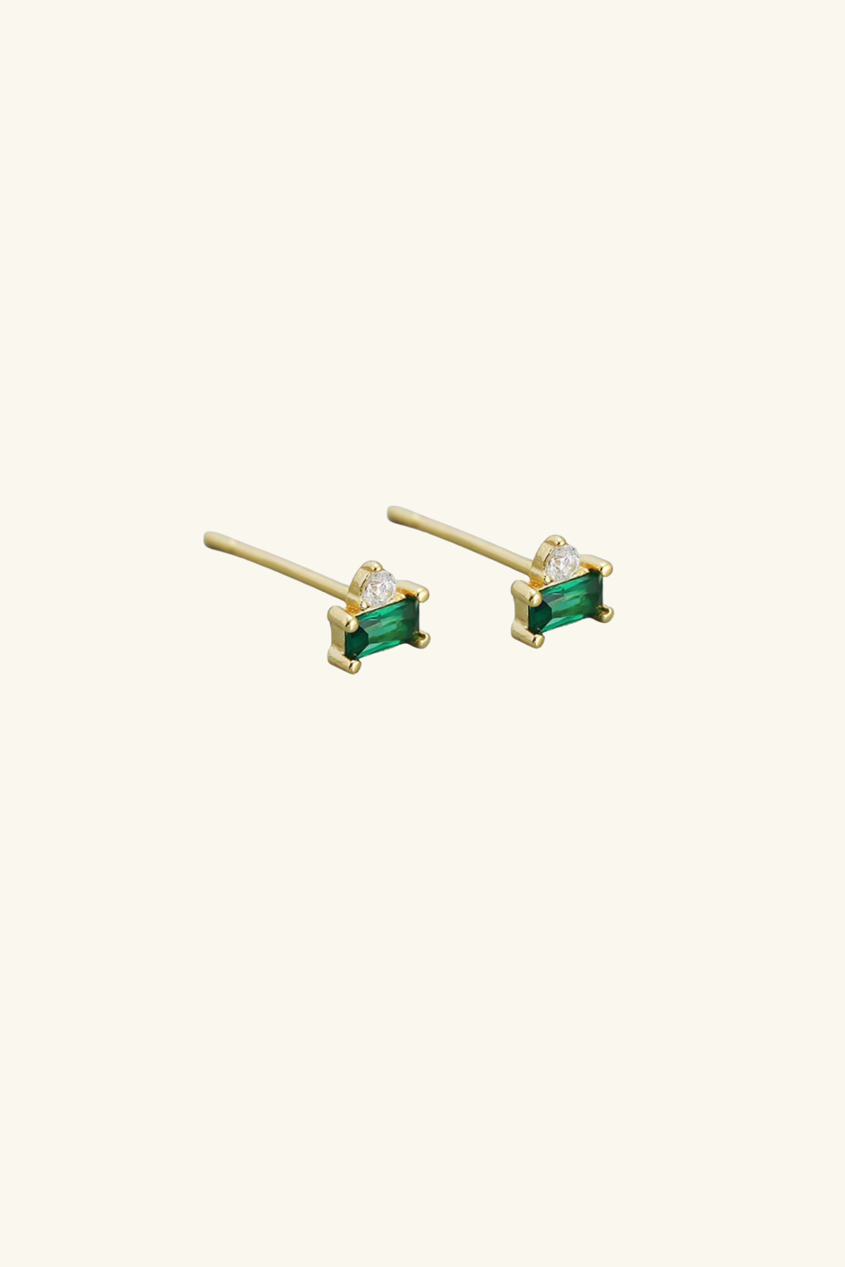 Celine 18k Gold Plated Stud Earrings -Emerald