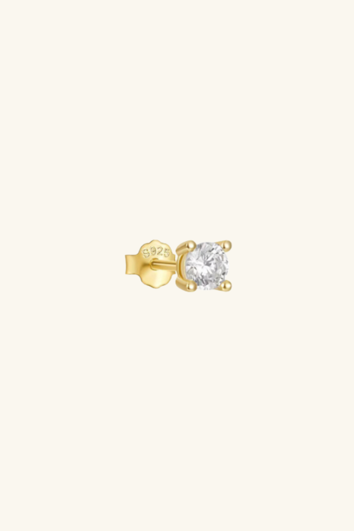 18k Gold Plated Diamond Single Stud Earring