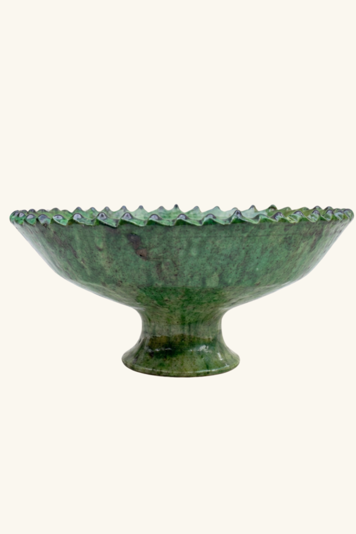 Tamegroute Footed Fruit Bowl - Green Glaze