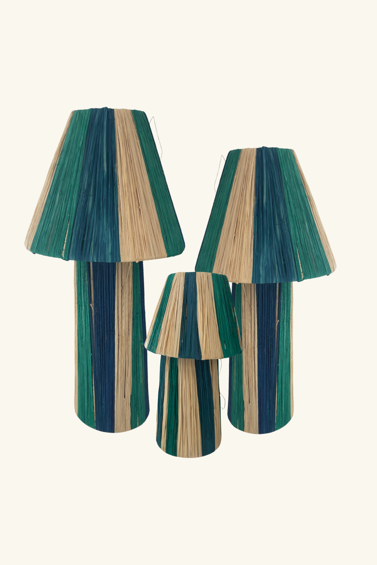 Raffia Lamp, Series 2 - Blue, Green, & Natural