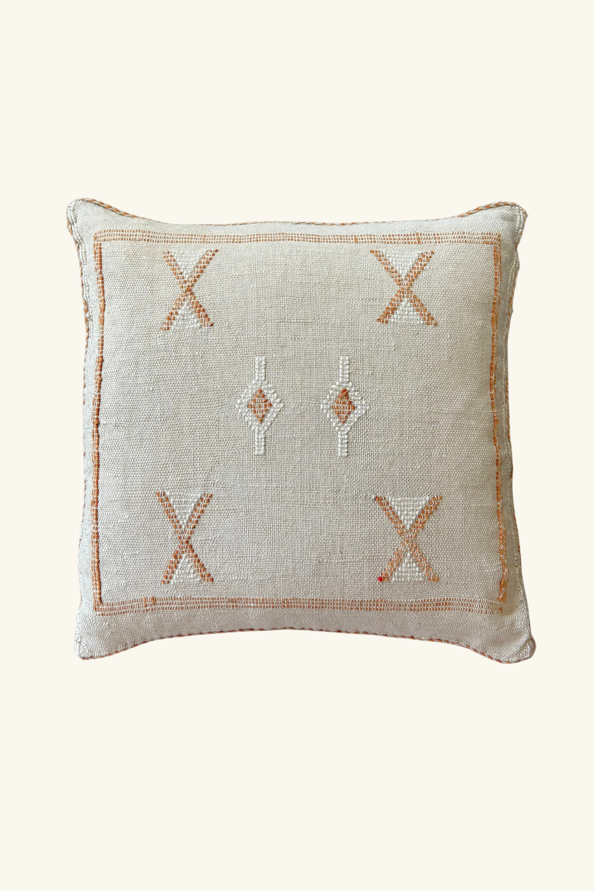 Artisan Made Moroccan Cactus Silk Cushion Cover 45 x 45 Square - Pale Grey