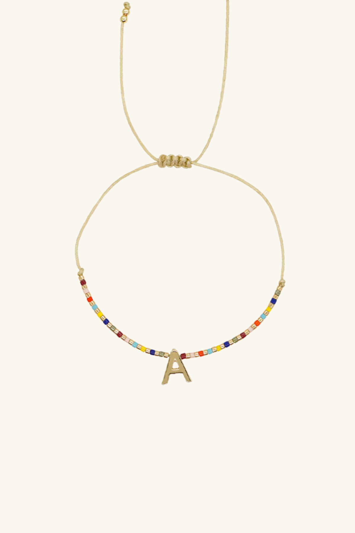 Handmade 18K Gold Plated +Bead Initial Bracelet