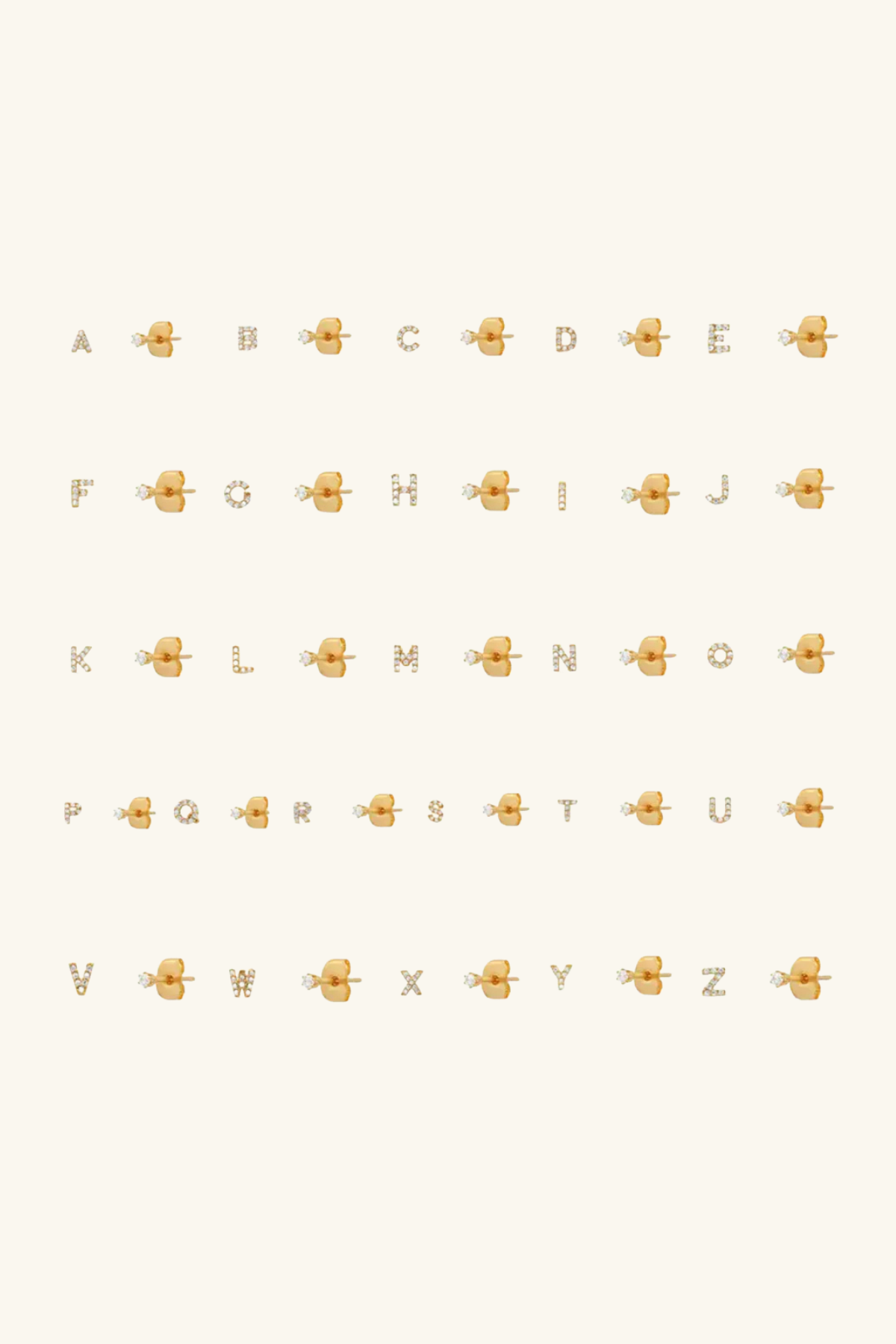 Initial 18k Gold Plated Crystal Earrings