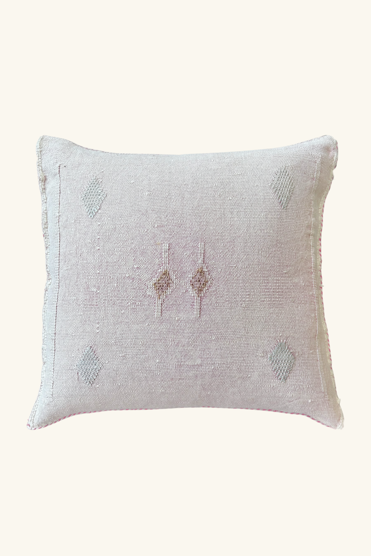 Artisan Made Moroccan Cactus Silk Cushion Cover 45 x 45 Square - Pale Pink