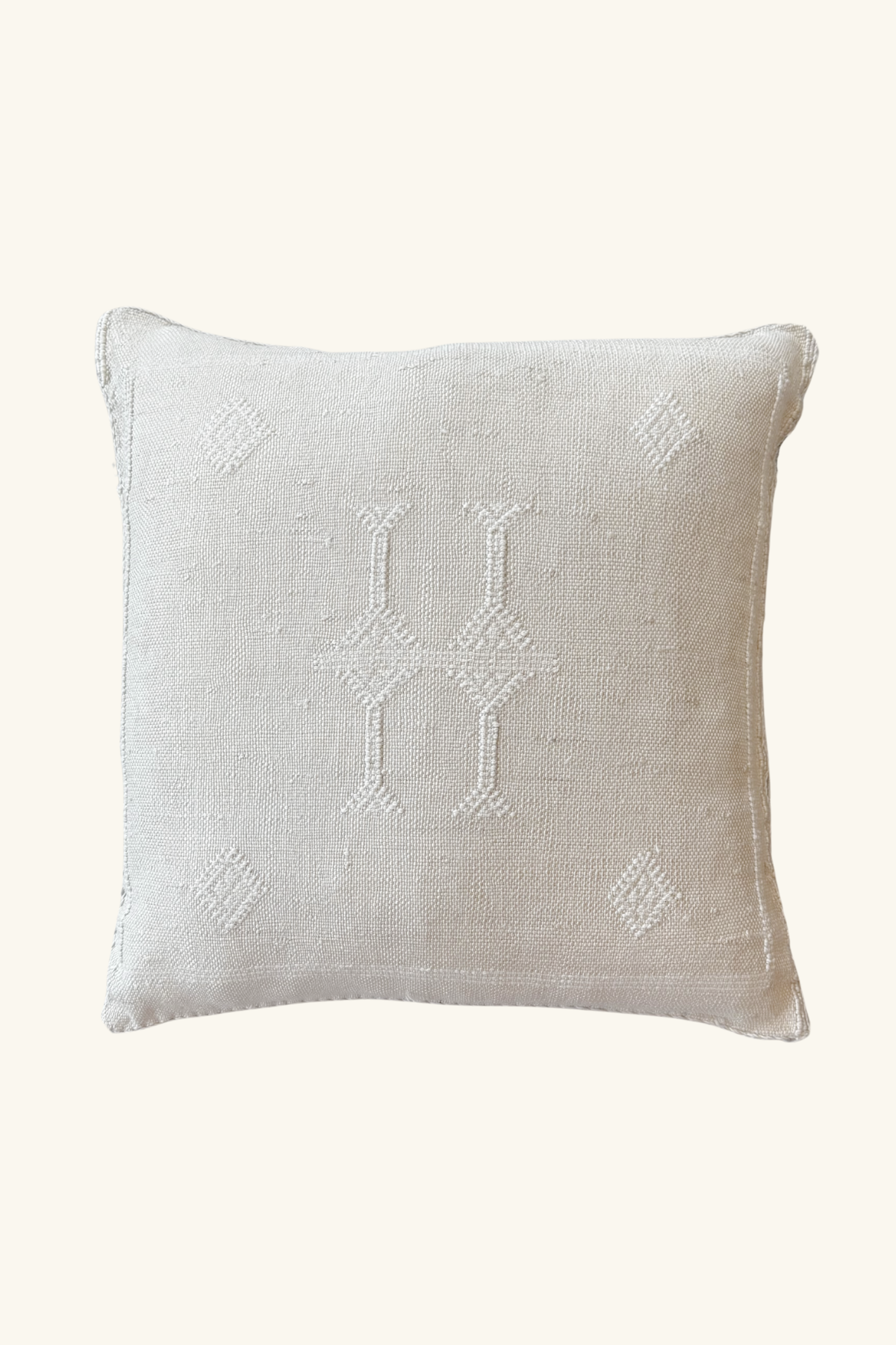 Artisan Made Moroccan Cactus Silk Cushion Cover 45 x 45 Square - Pale Grey