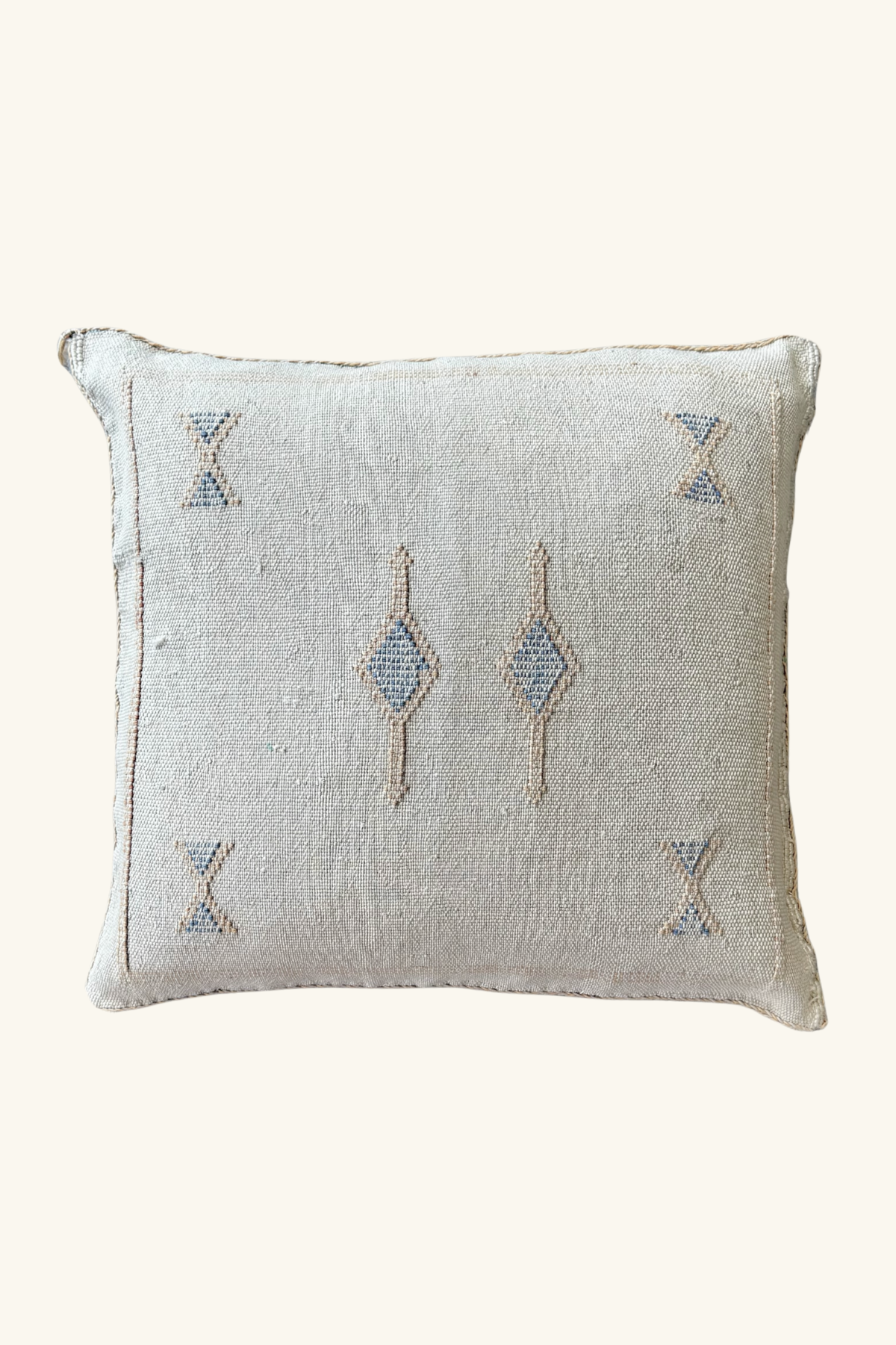 Artisan Made Moroccan Cactus Silk Cushion Cover 45 x 45 Square - Pale Grey