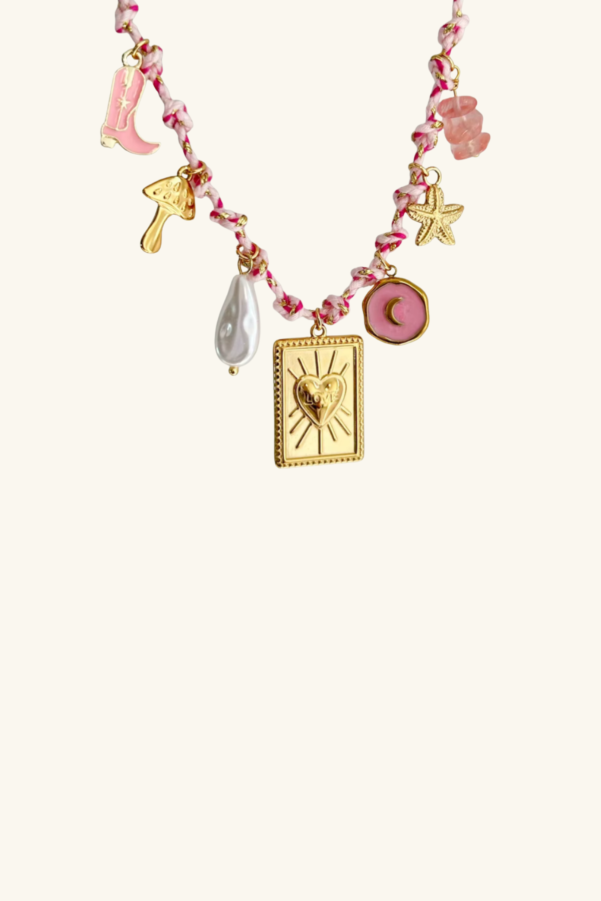 Lustre Charm Necklace Blush