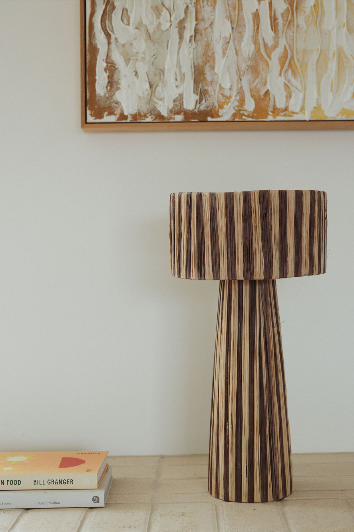 Raffia Lamp, Series 1 - Brown Stripe Large