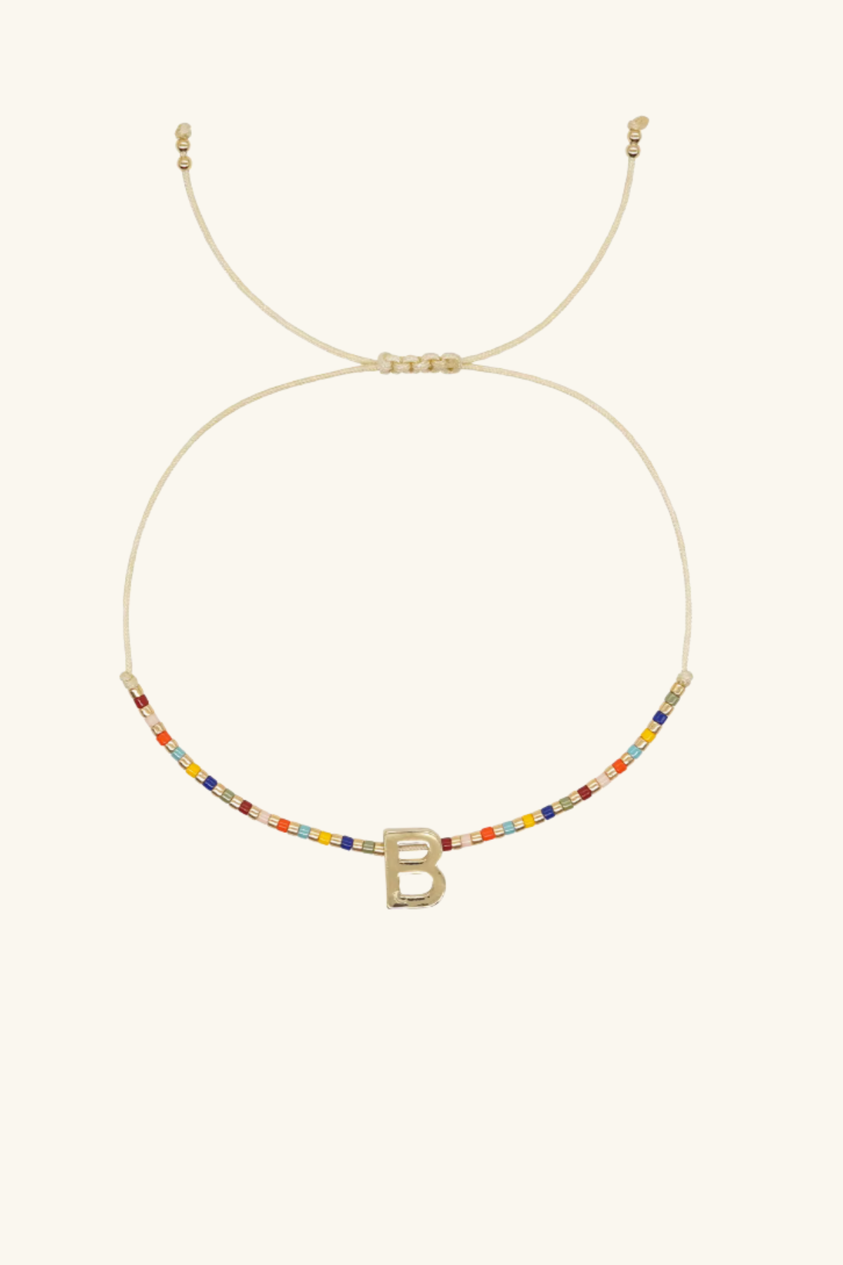 Handmade 18K Gold Plated +Bead Initial Bracelet