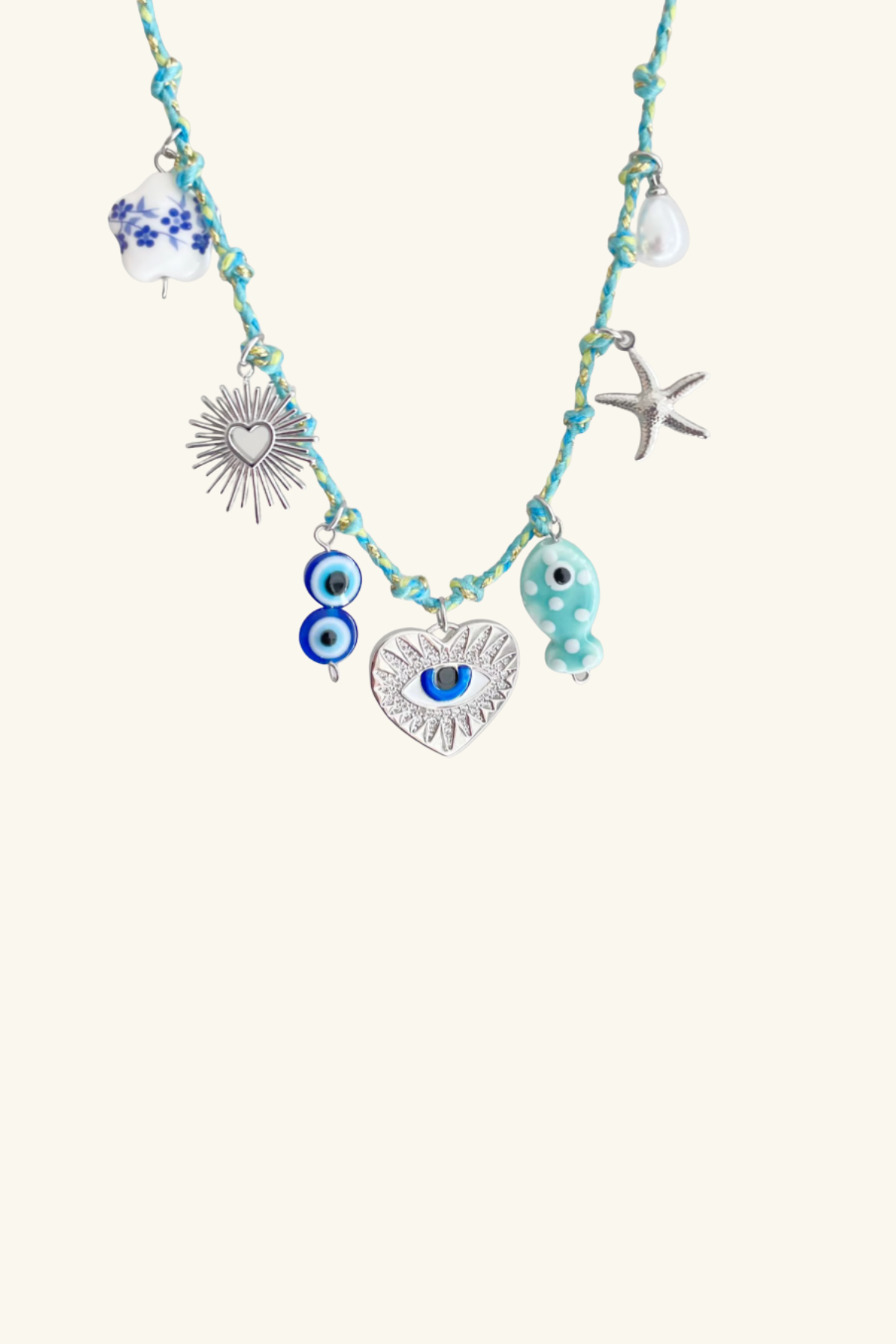 Mykonos Charm Necklace Turquoise & Silver