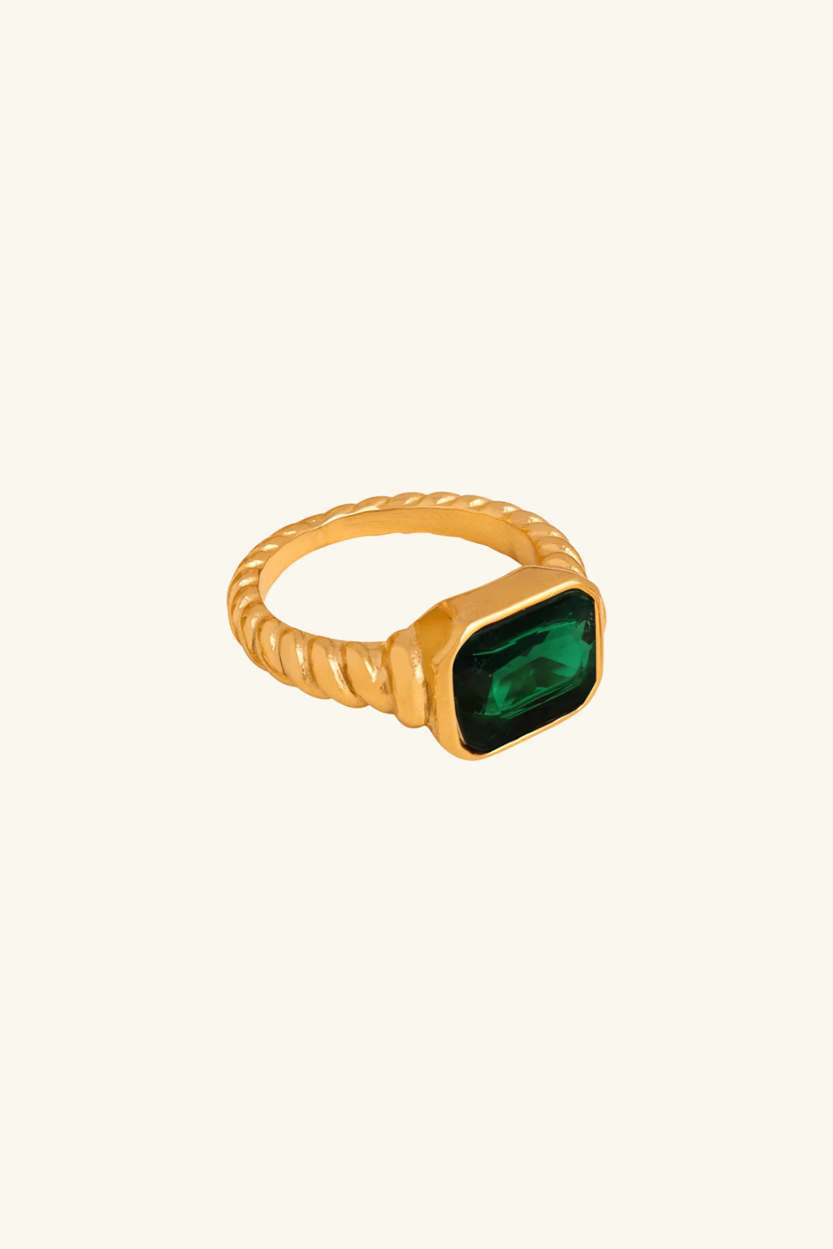 Era 18k Gold Plated Emerald Ring