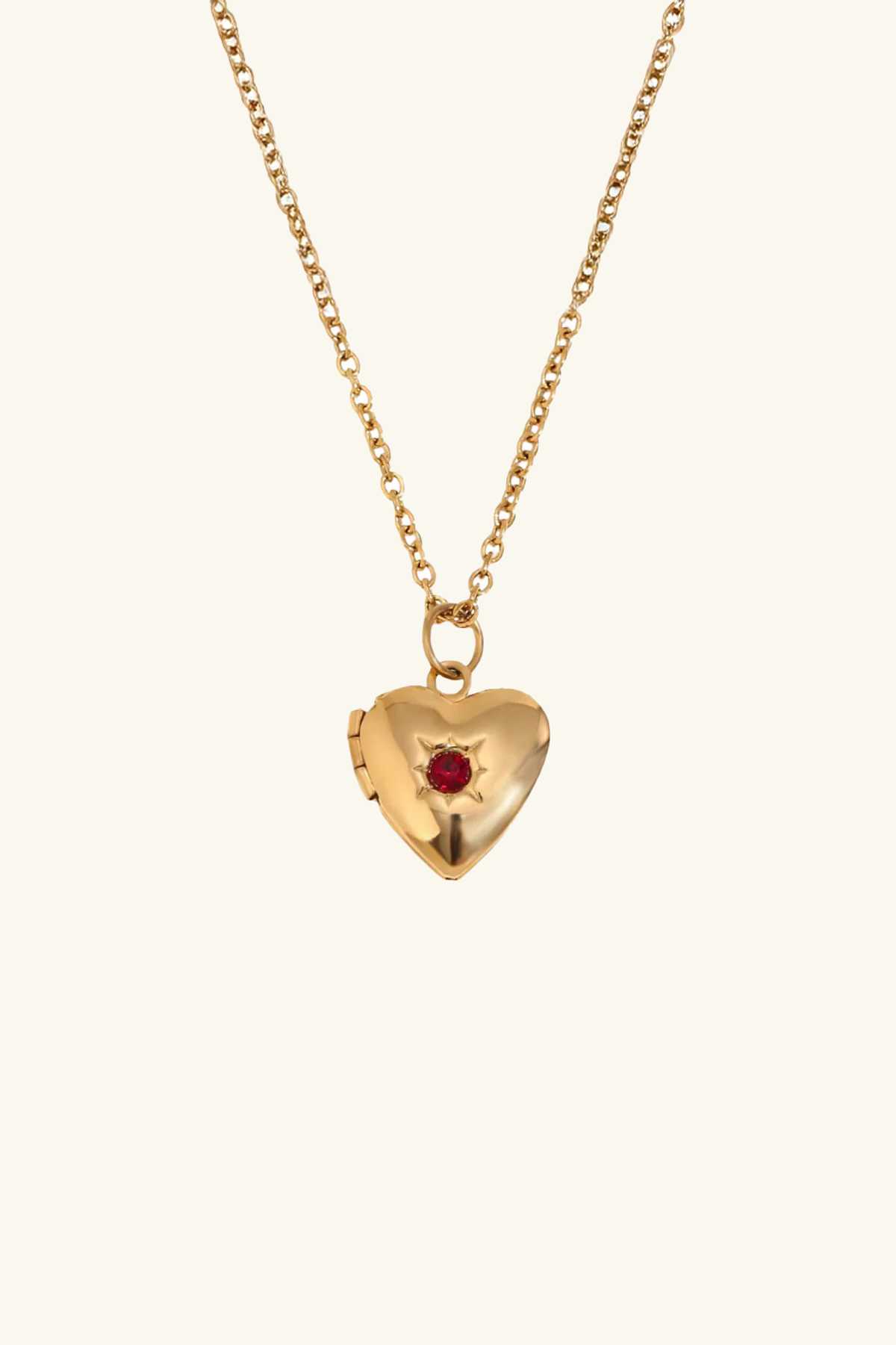 Juliet Locket Necklace 18k Gold Plated Red
