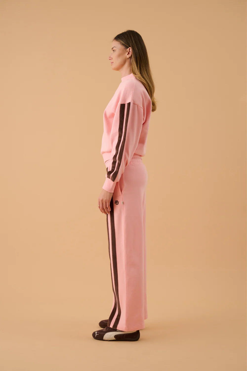 AJ Stripe Track Pant Rose Quartz