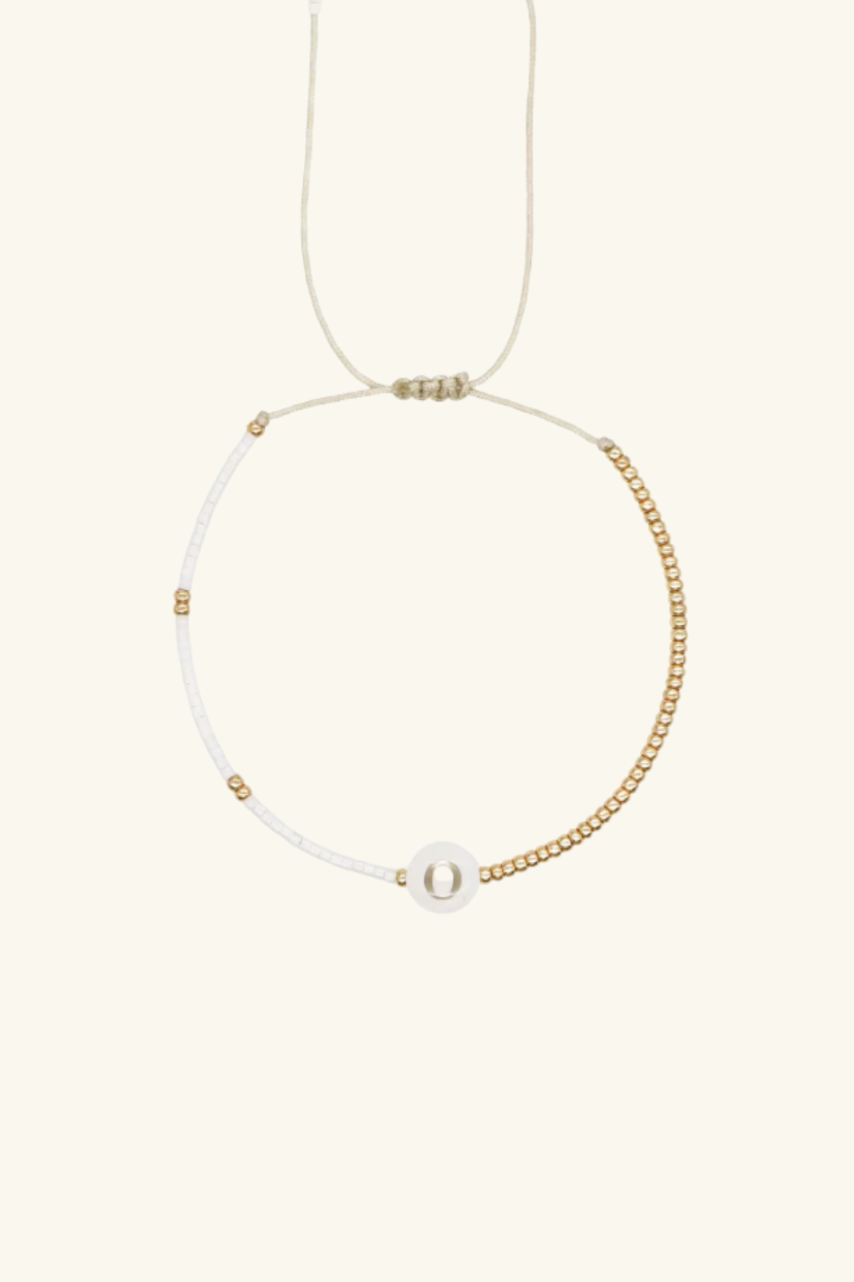 Gold Initial - 18K Gold, Mother of Pearl, Beaded Bracelet