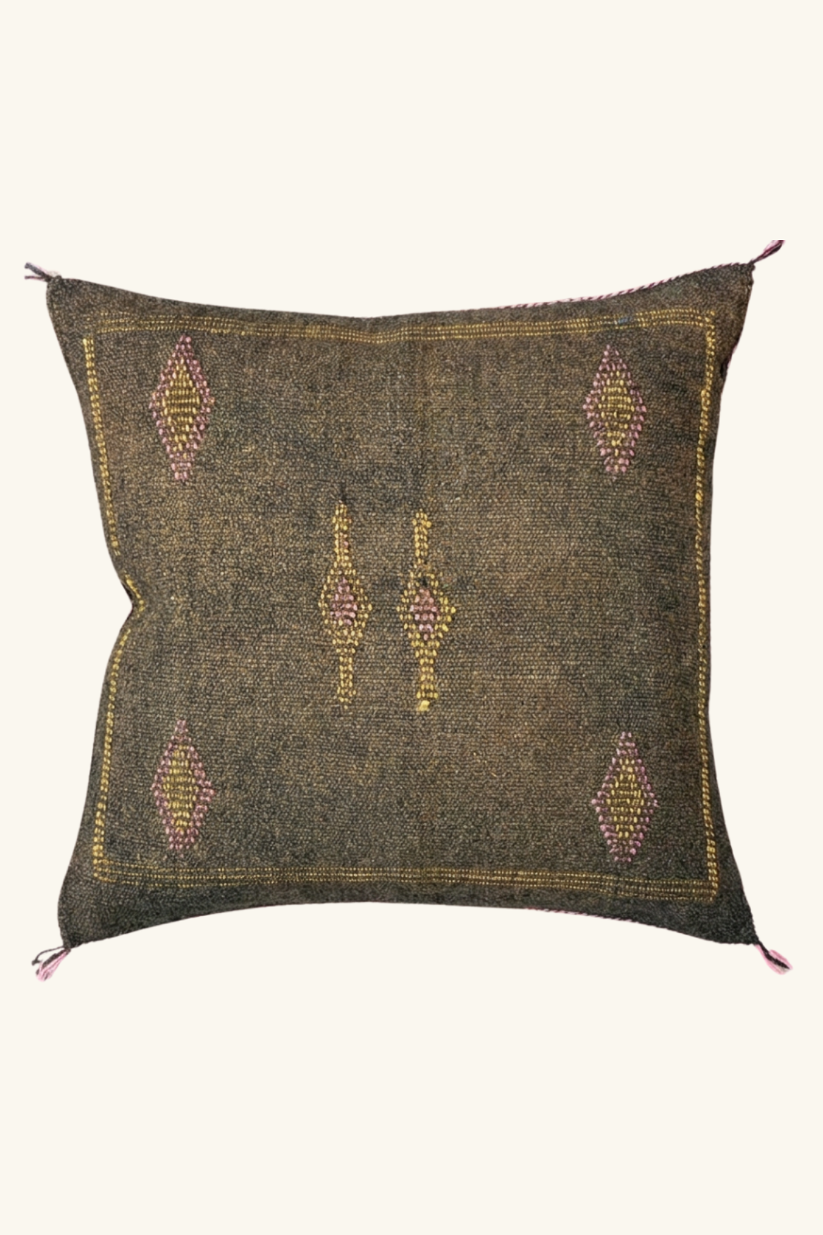 Moroccan Cactus Silk Cushion Cover 45 x 45 Square - Choc/Ash
