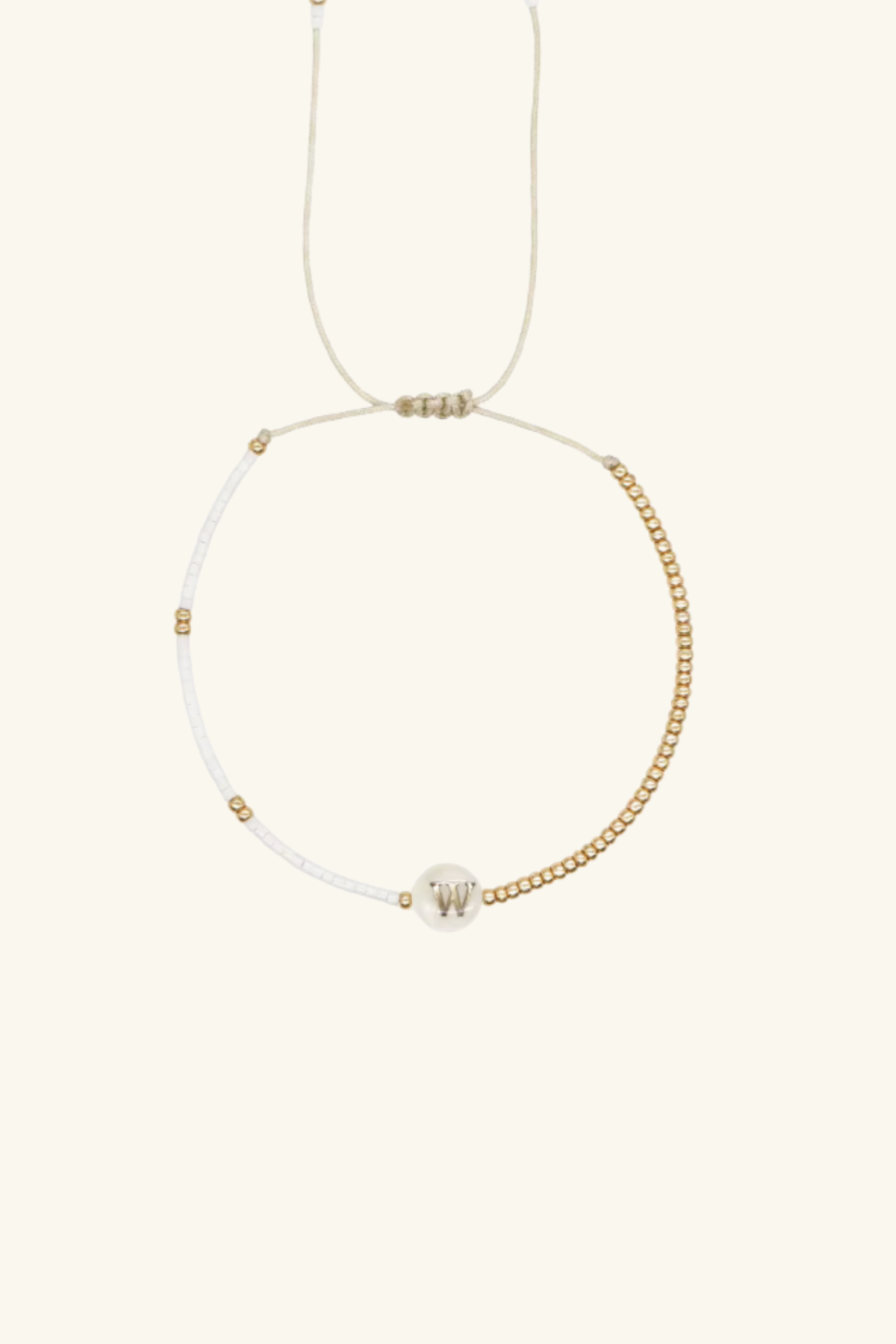 Gold Initial - 18K Gold, Mother of Pearl, Beaded Bracelet