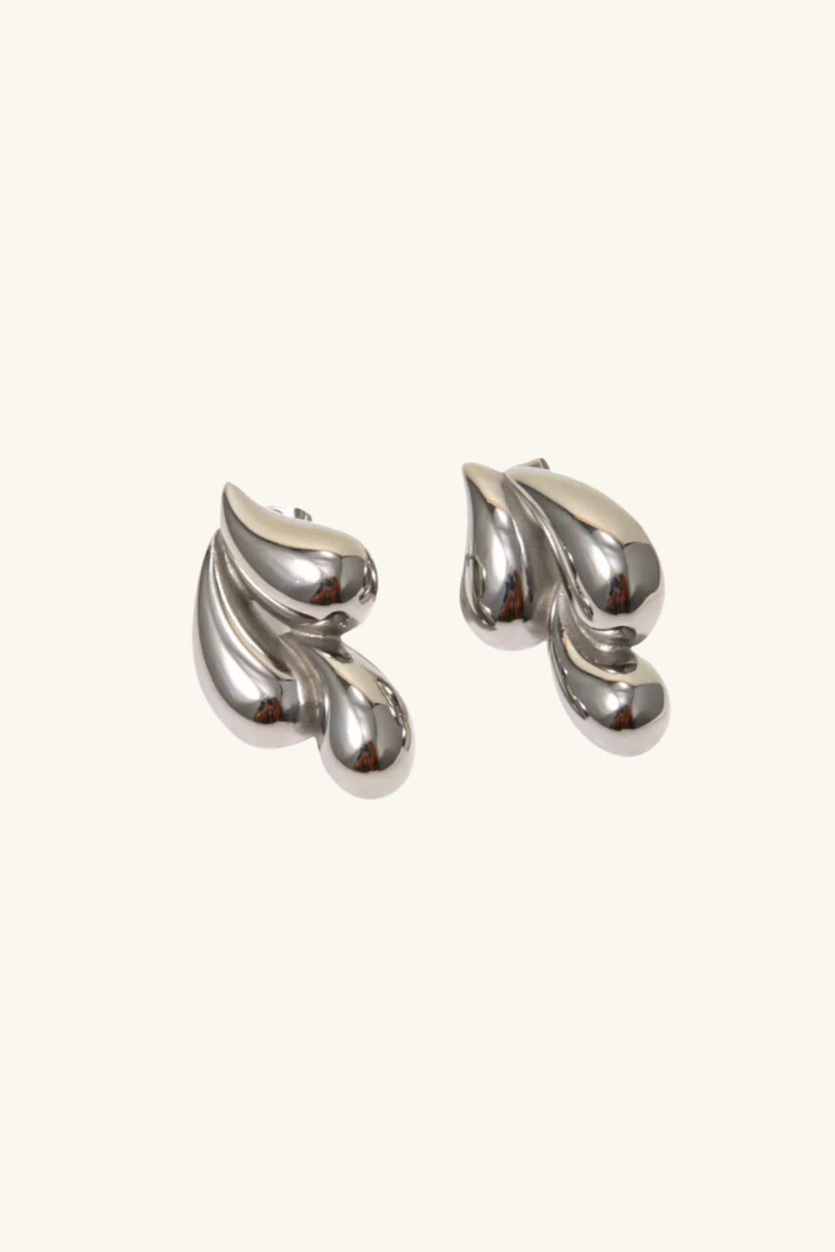Aqua Stainless Steel Chunky Earrings Silver