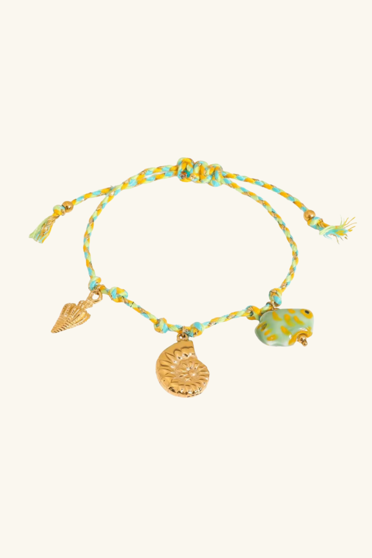 Naïa Cord and 18k Gold Plated Charm Bracelet