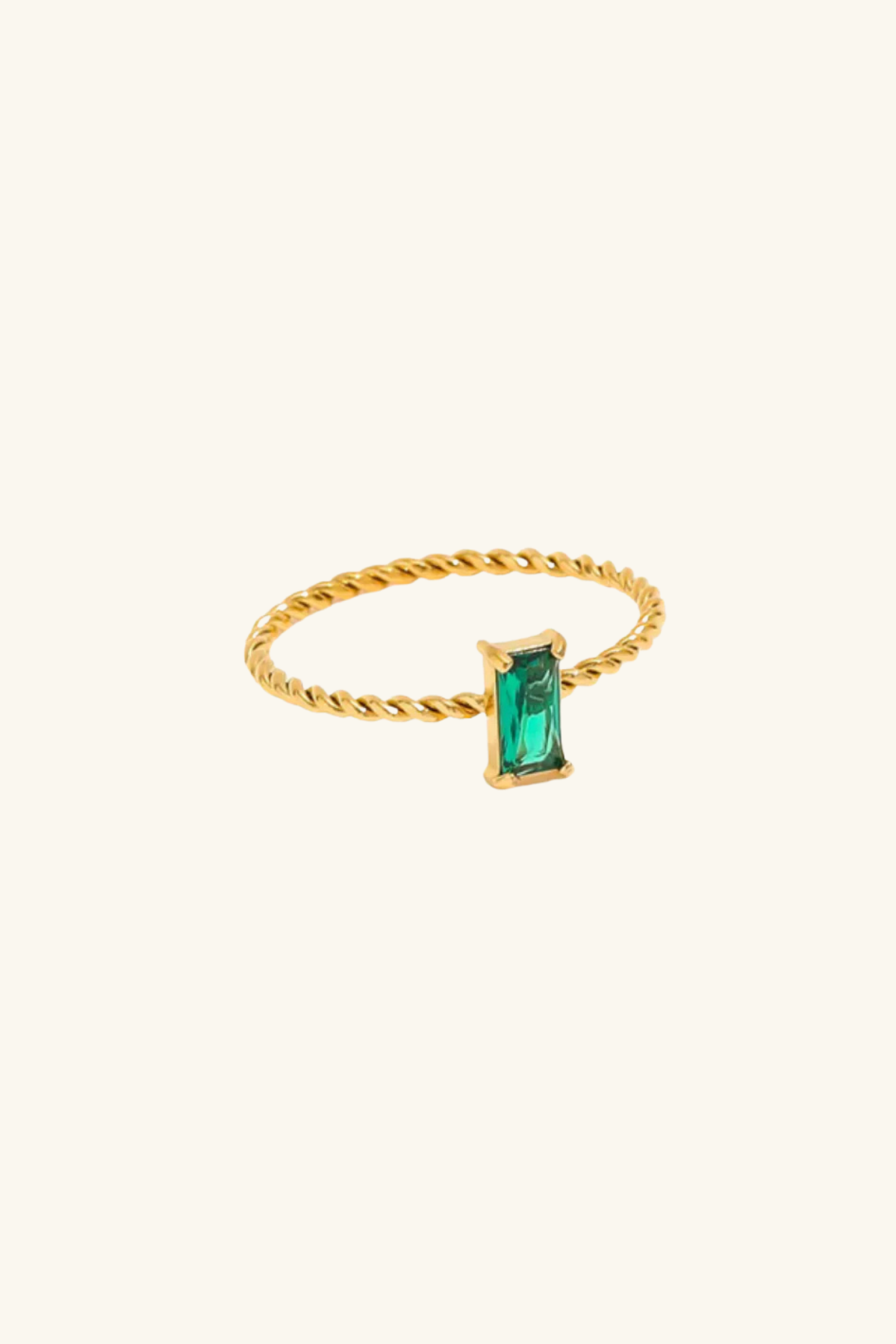 Pria 18k Gold Plated Petite Ring Emerald
