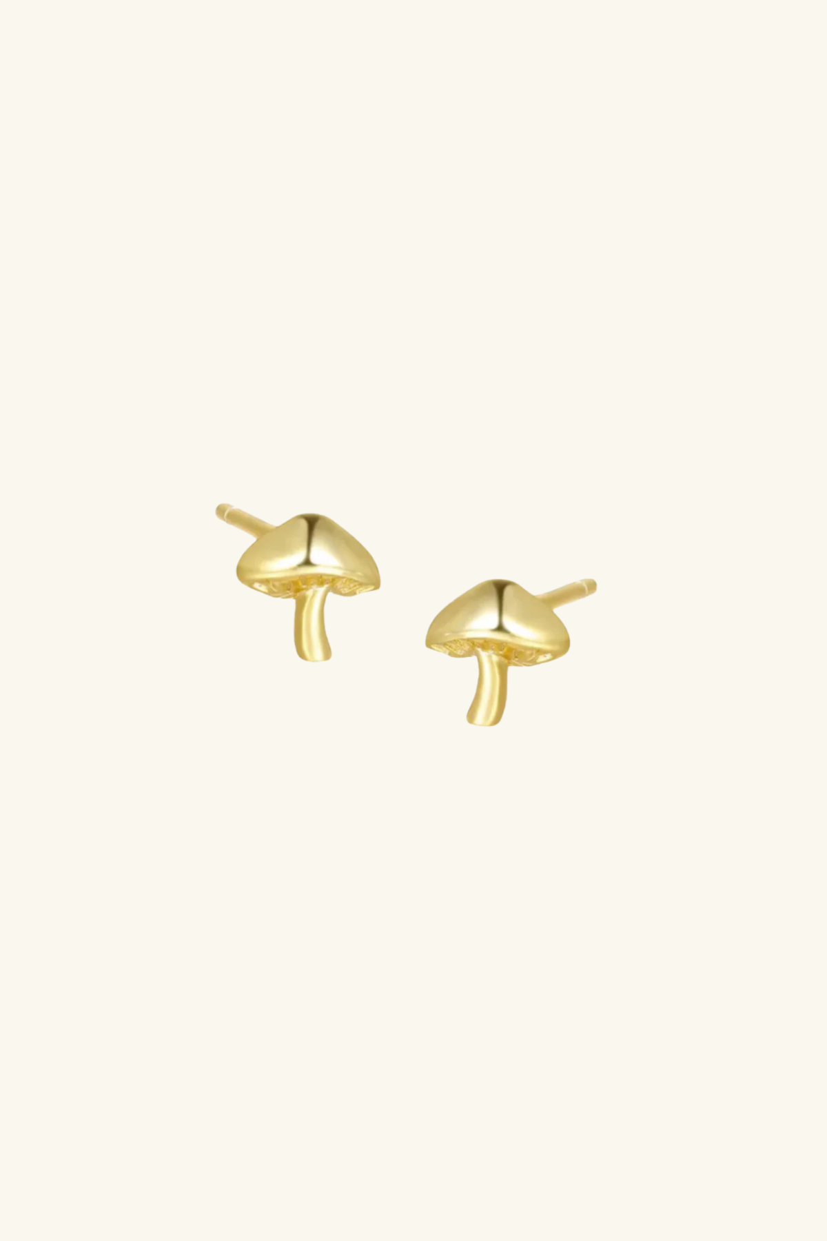 Mini Mushroom 18k Gold Plated Petite Stud Earrings