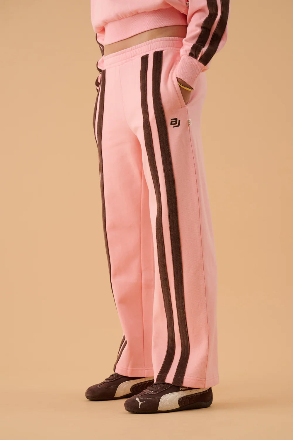 AJ Stripe Track Pant Rose Quartz