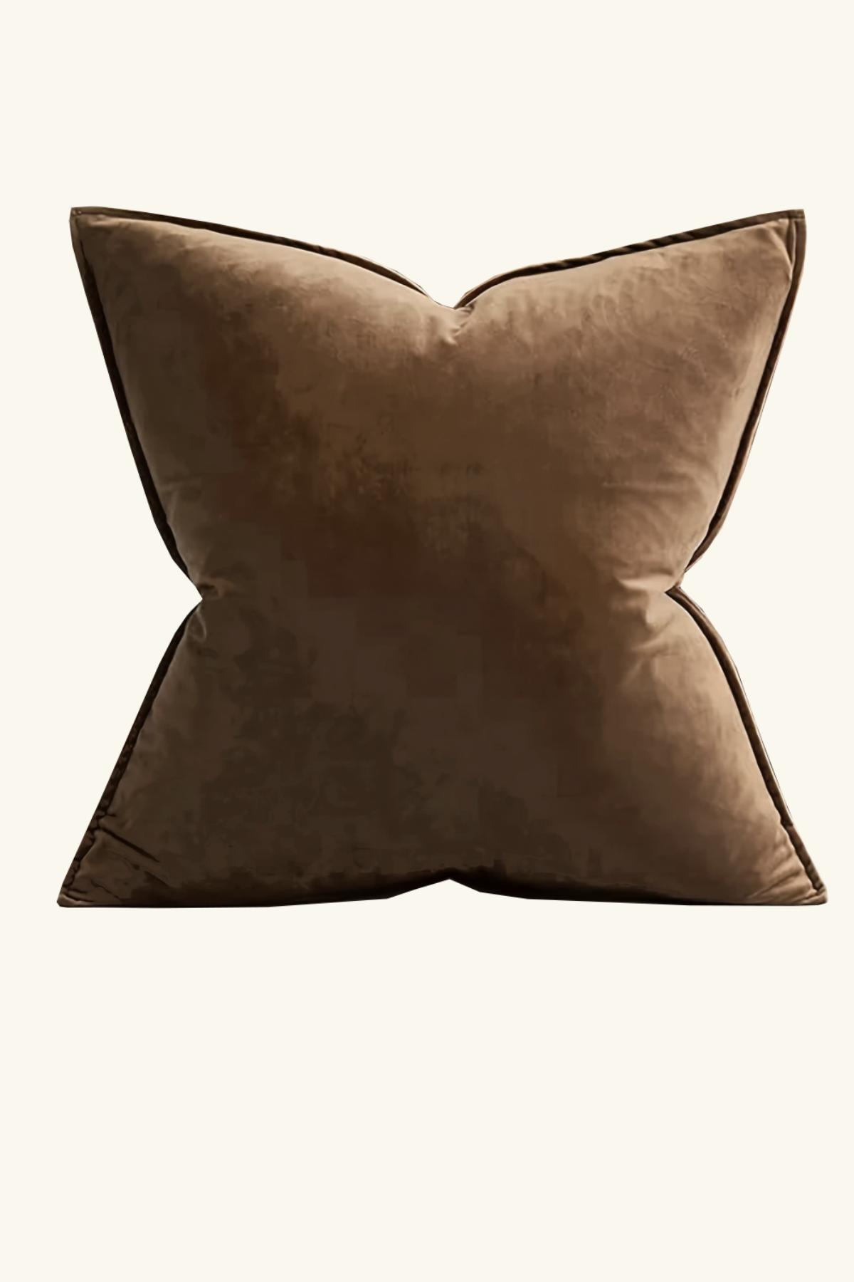 Edged Velvet Cushion - Chocolate