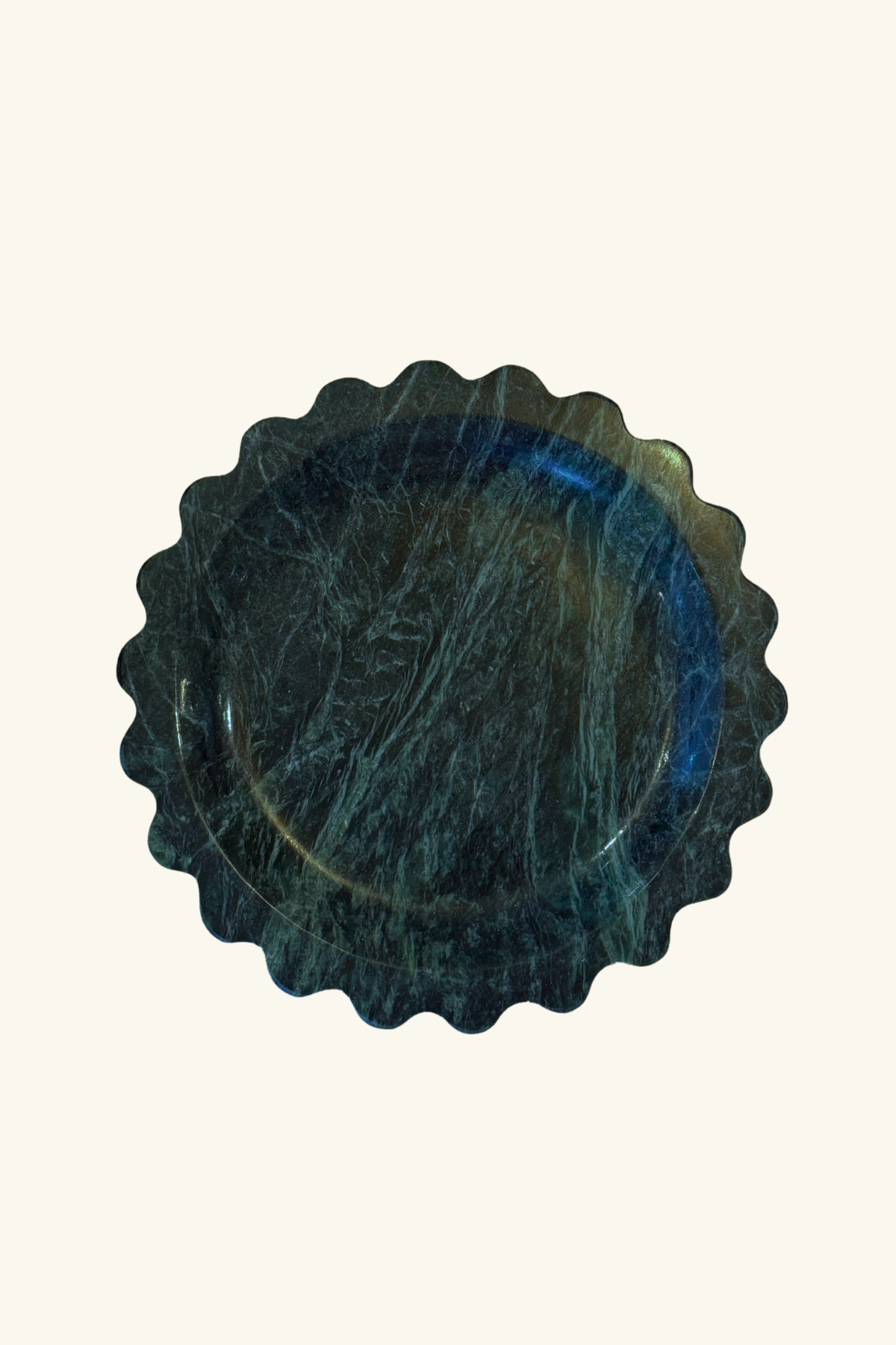 Scallop Marble Display Plate, Large - Green