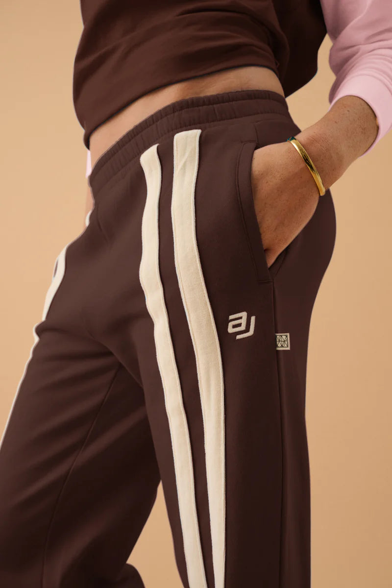 AJ Stripe Track Pant Chicory Coffee