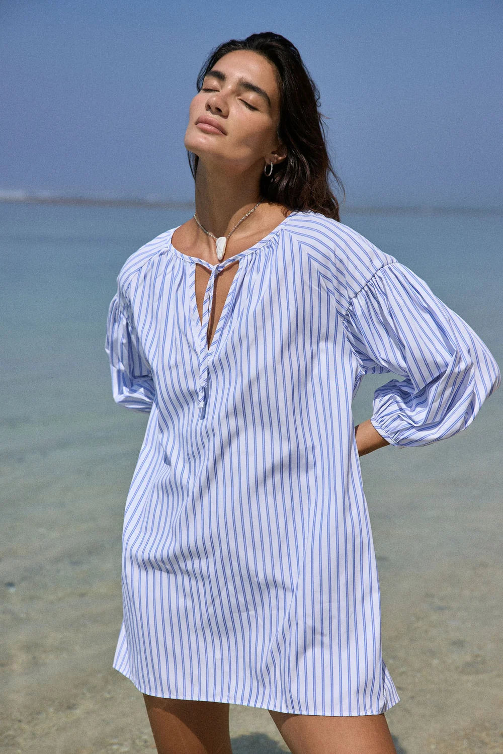 AJ Stripe Dress - Sky Blue