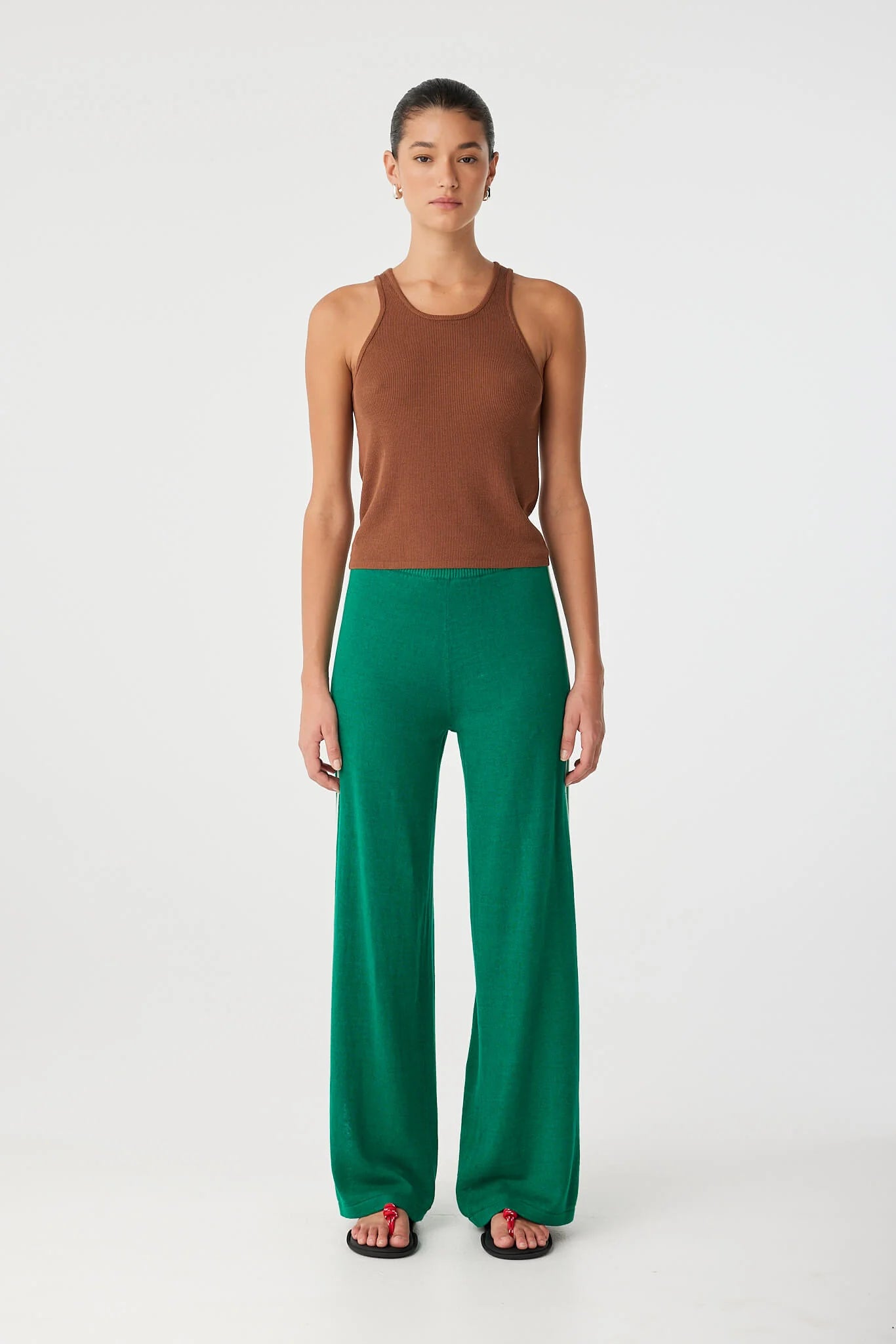 Ribbed Racer Tank Organic Cotton Clay