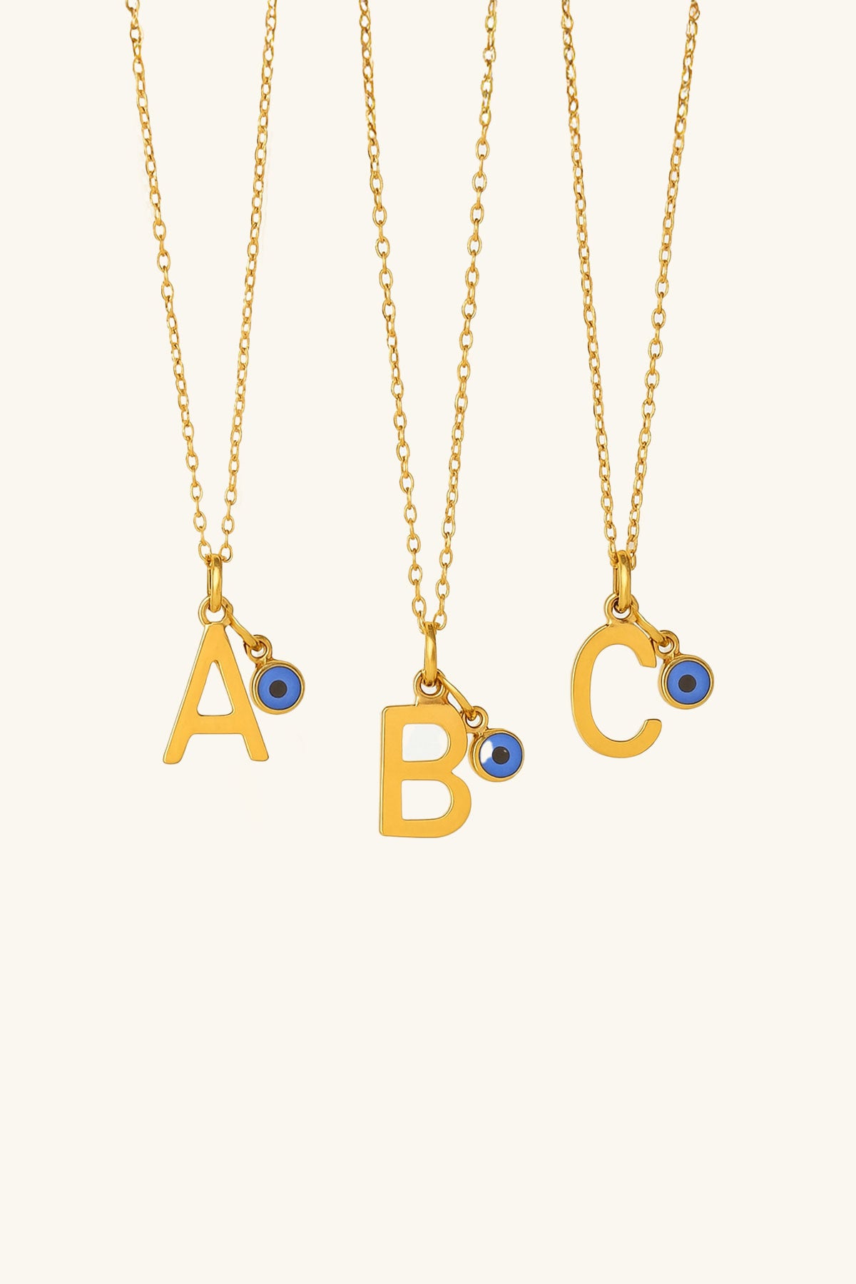 Evil Eye Initial 18k Gold Plated Necklace
