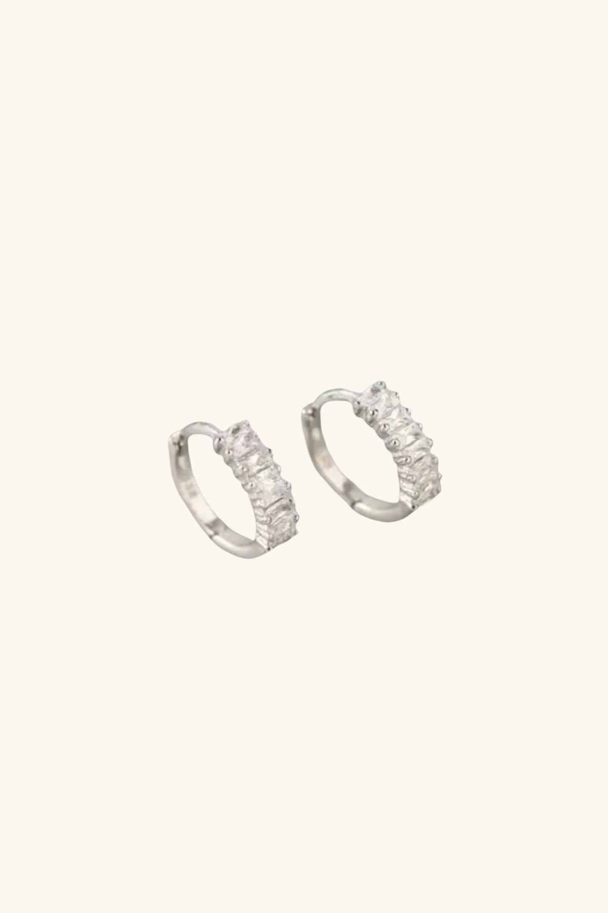 Ivy S925 Sterling Silver Crystal Huggie Earrings