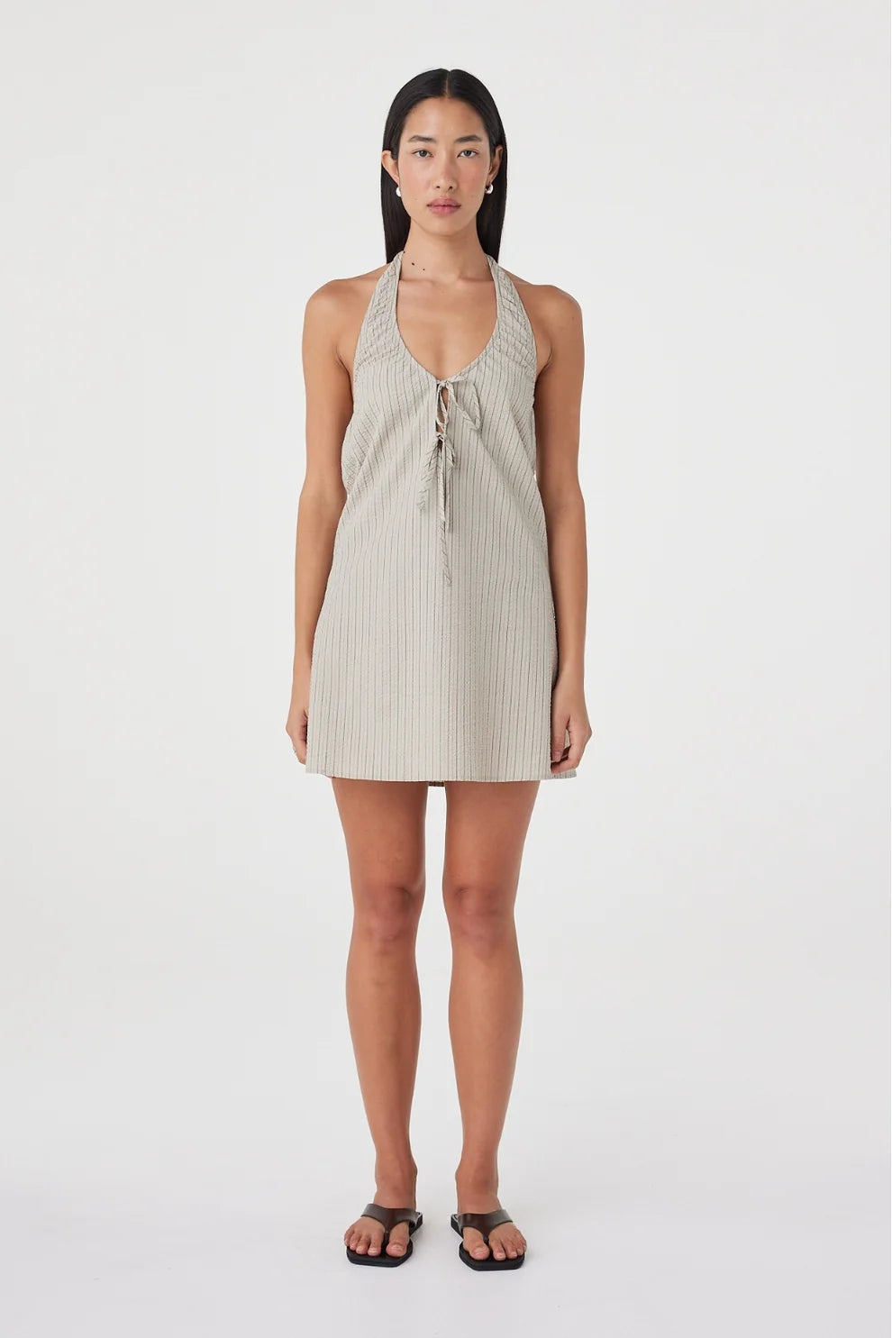 Joni Mini Dress - Taupe Stripe