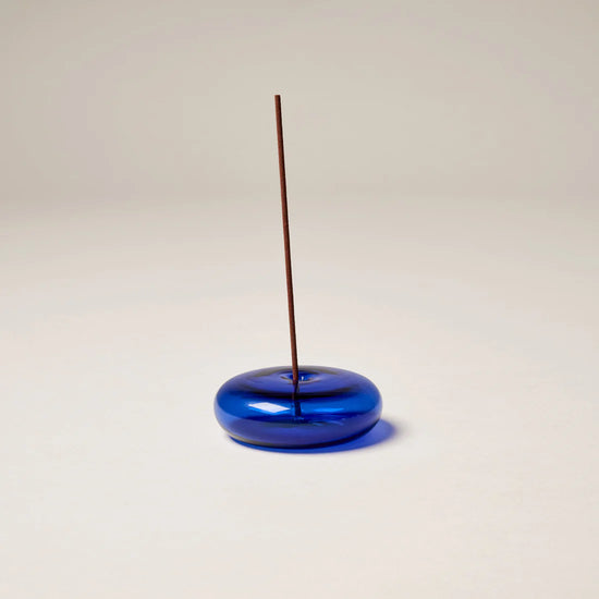 Glass Vessel Incense Holder - Cobalt Blue