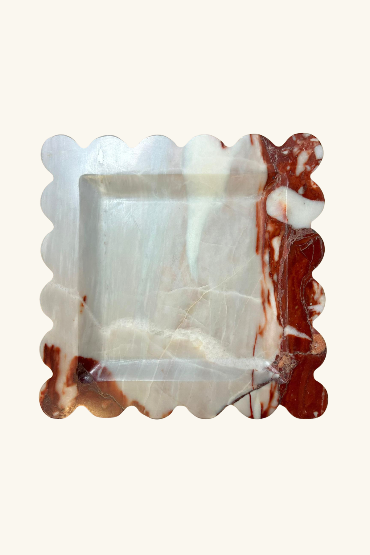 Scallop Marble Display Plate Large - Calacatta Red