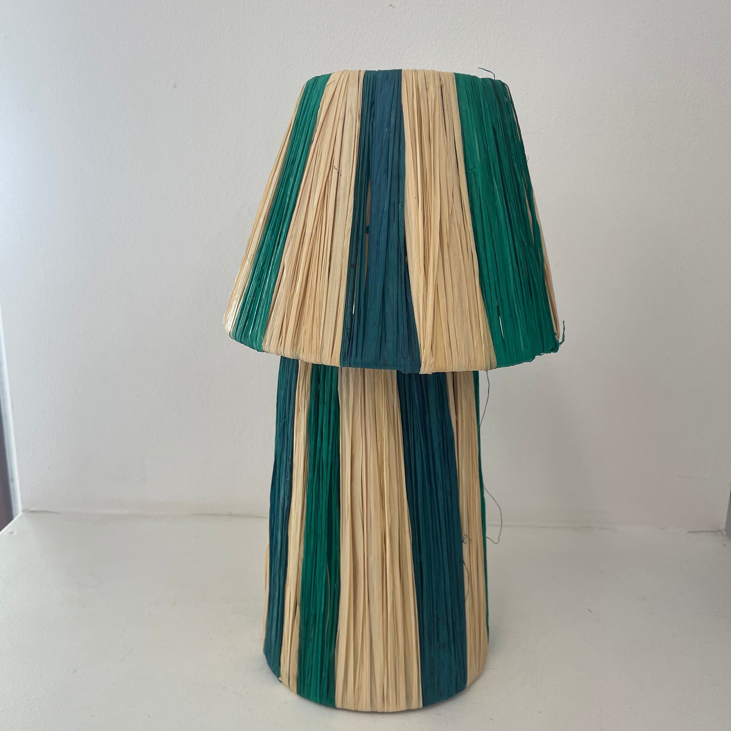 Raffia Lamp, Series 2 - Blue, Green, & Natural, Small