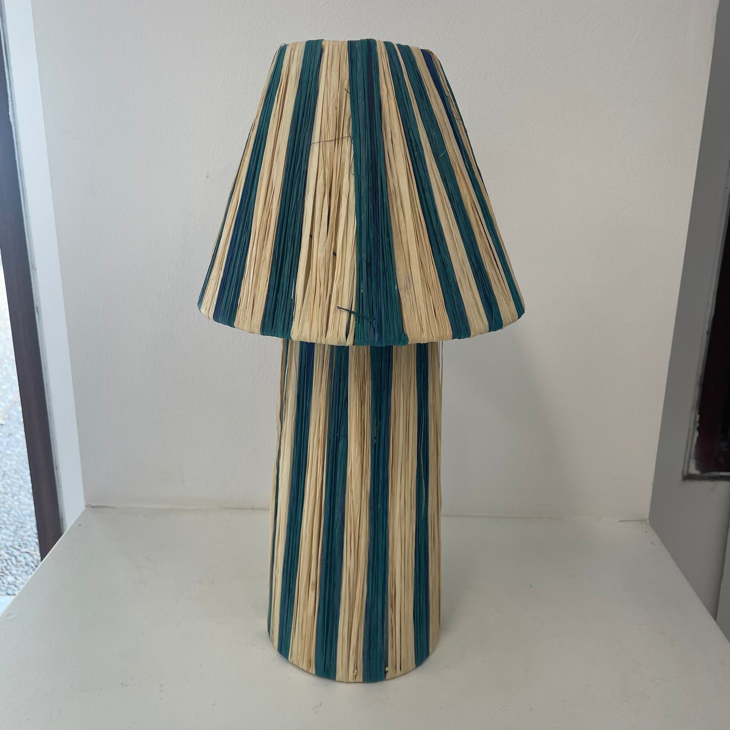 Raffia Lamp, Series 2 - Blue, Medium