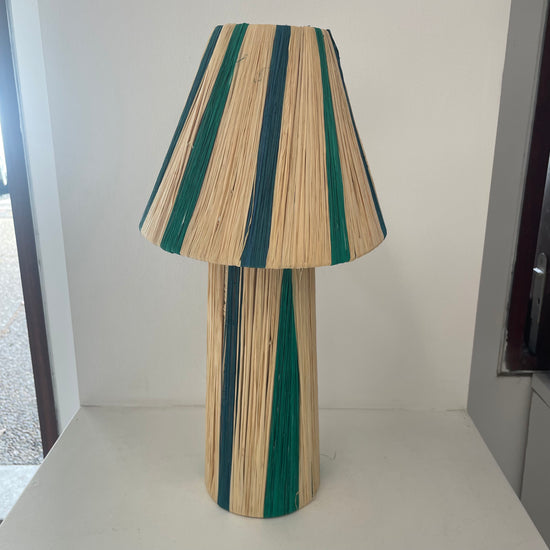 Raffia Lamp, Series 2 - Blue, Green, & Natural, Large