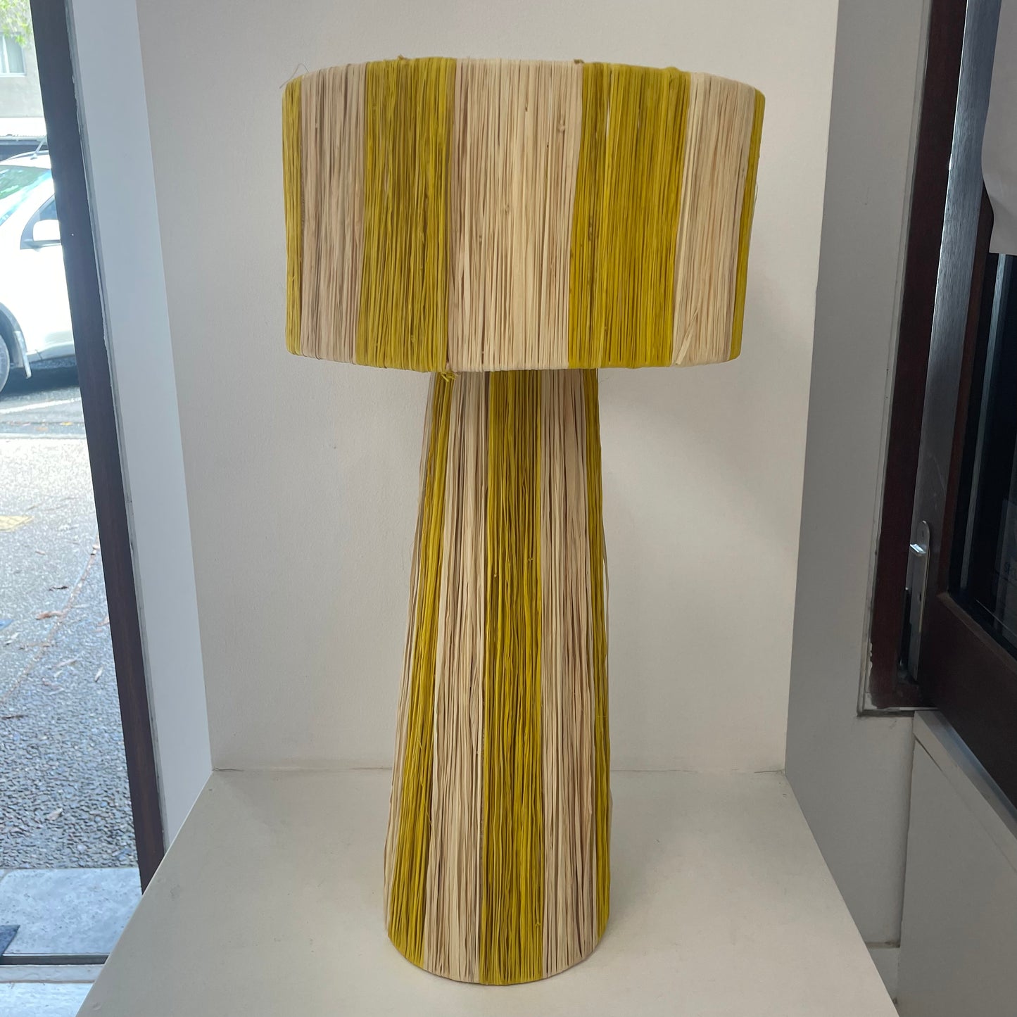 Raffia Lamp, Series 1 - Yellow Stripe, Large