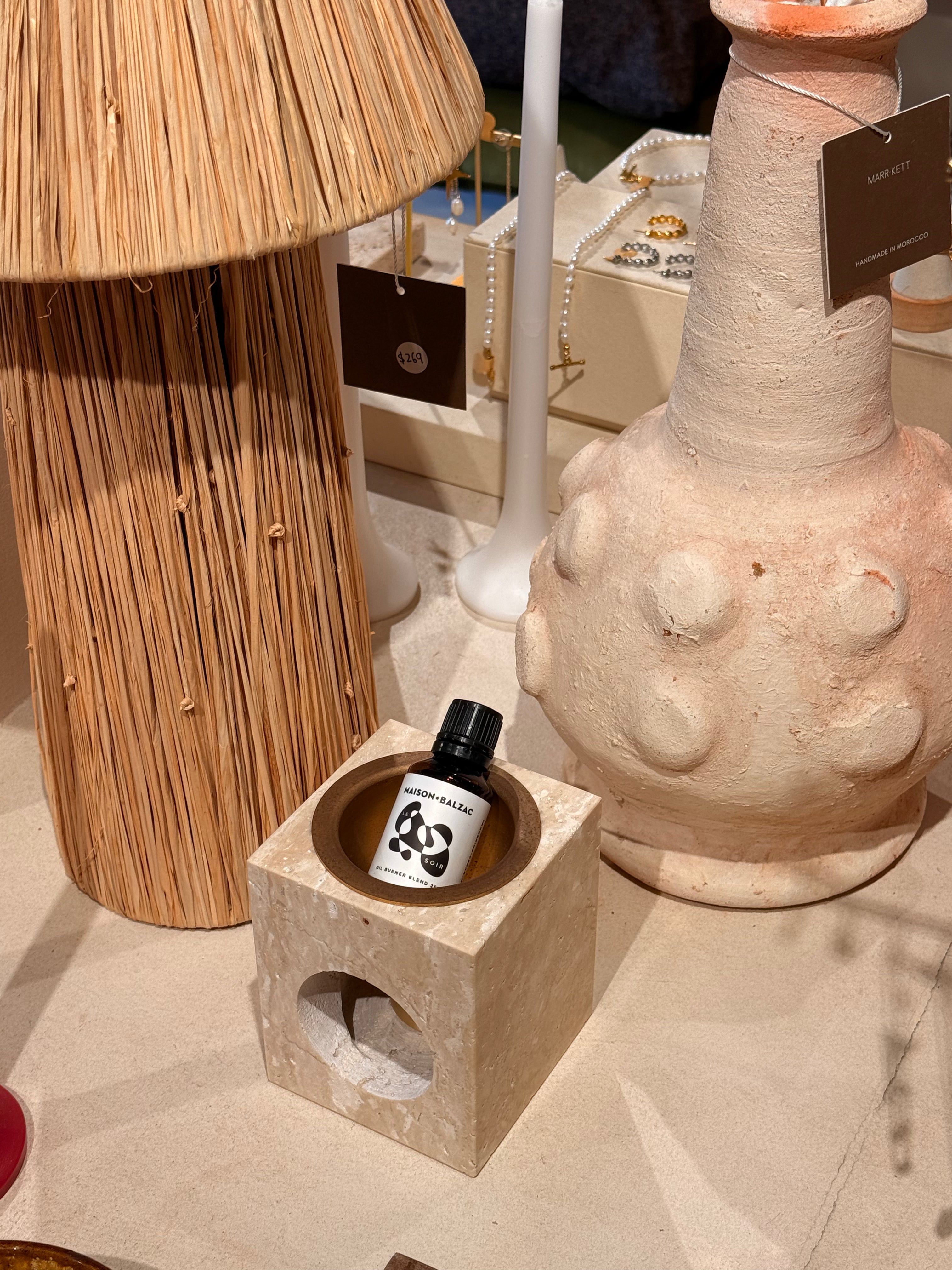 Travertine Tealight Oil Burner