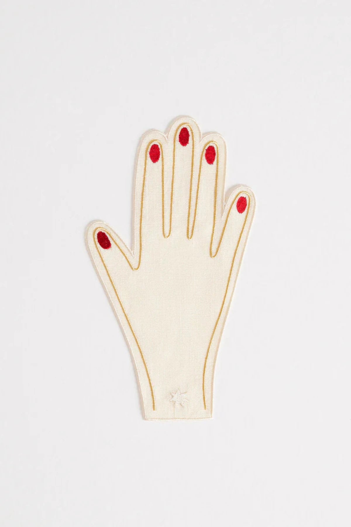 Hand Cocktail Napkins Set lvory & Red