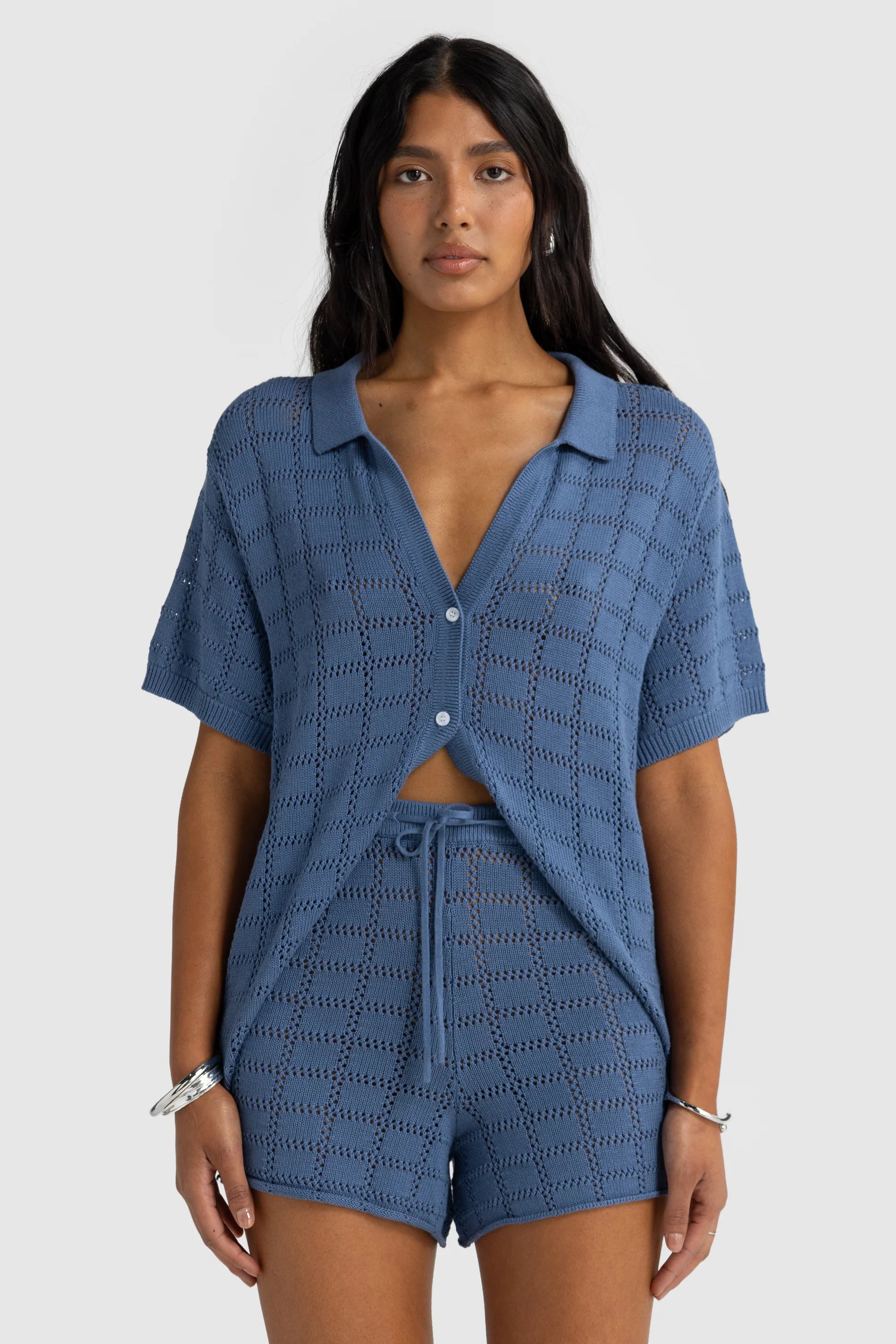 Melia Geo Knit Short Harbour Blue