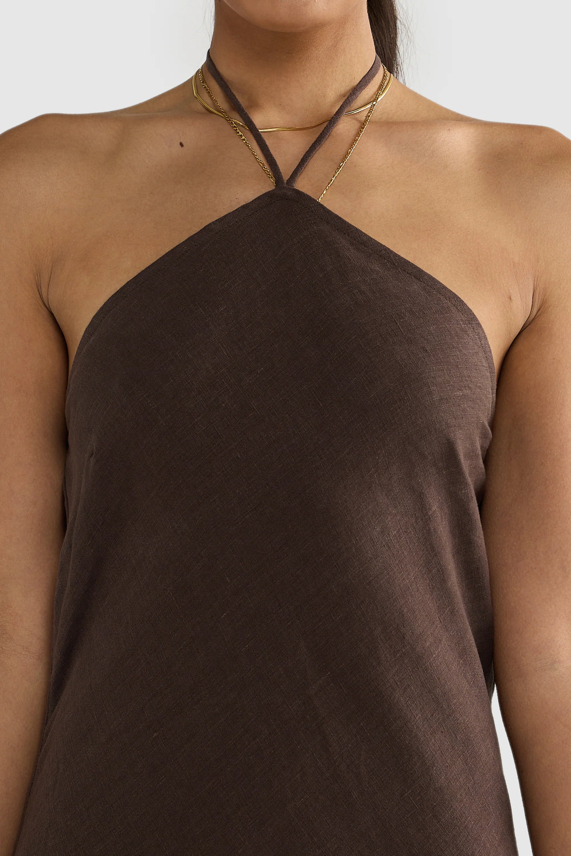 Zia Linen Bias Cut Dress Carob