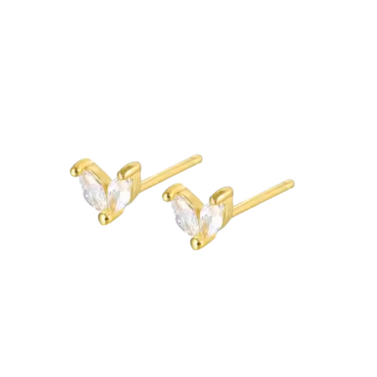 Lotus 18k Gold Plated Crystal Stud Earrings